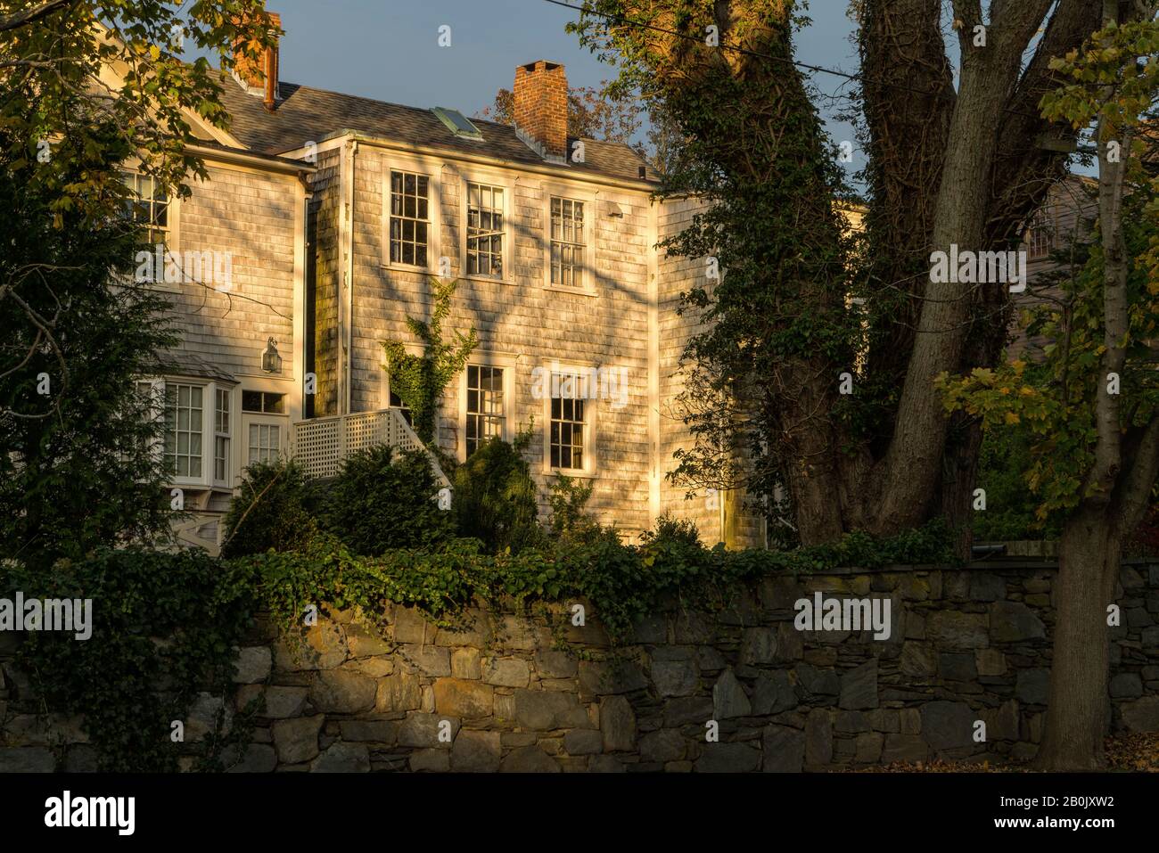 Newport RI bei Sonnenuntergang Stockfoto