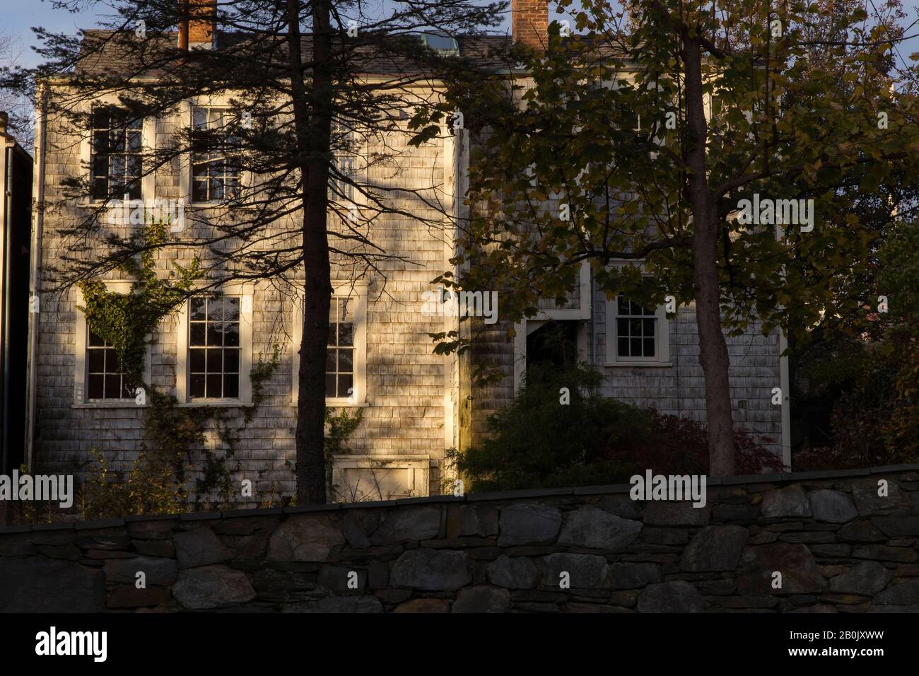 Newport RI bei Sonnenuntergang Stockfoto