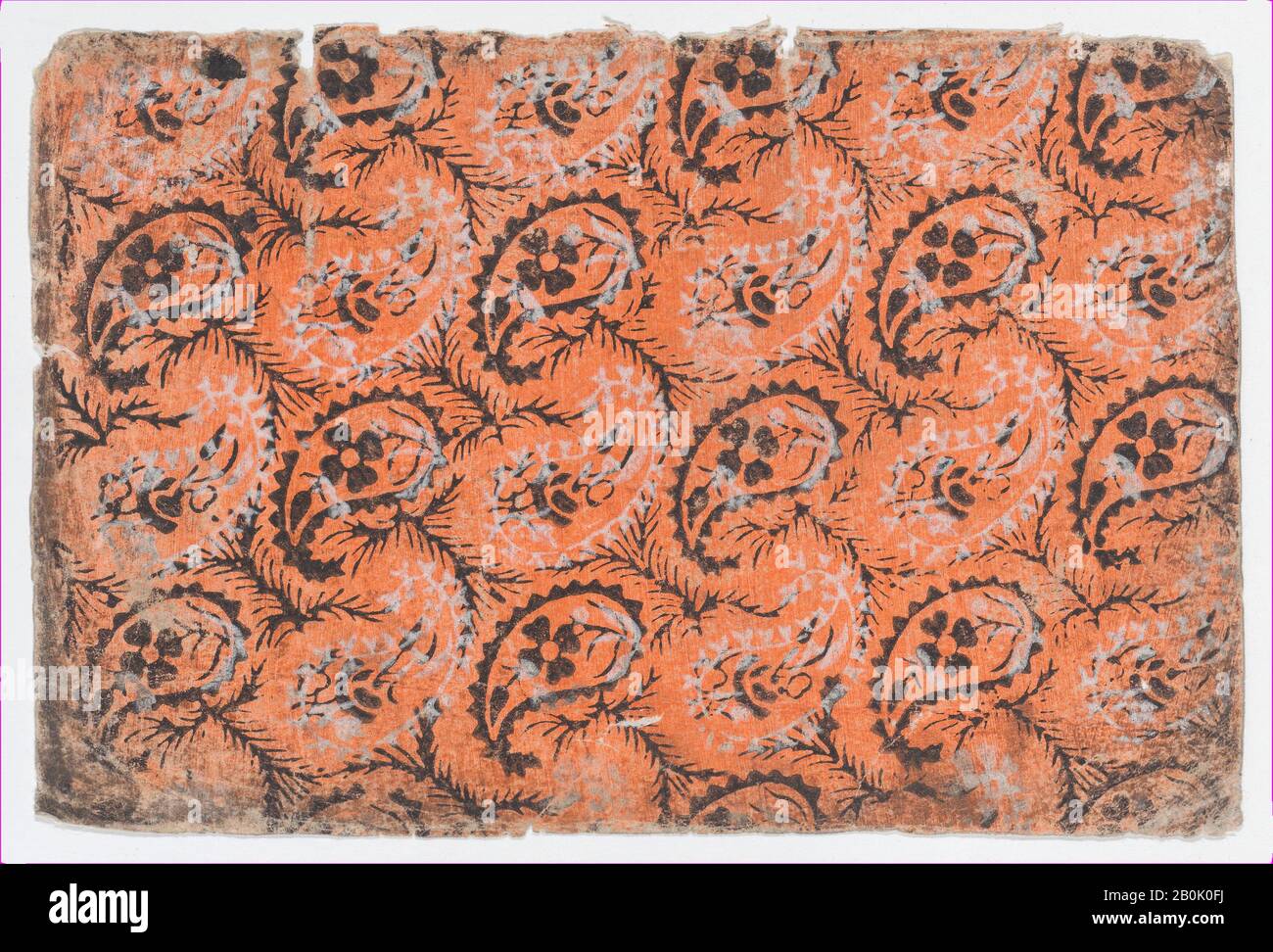 Anonymous, Blatt mit allgemeinem Paisley-Muster, Anonymous, 19. Jahrhundert, 19. Jahrhundert, Reliefdruck (Holz oder Metall), Blatt: 6 5/8 × 4 7/16 Zoll. (16,8 × 11,3 cm), Ausdrucke Stockfoto
