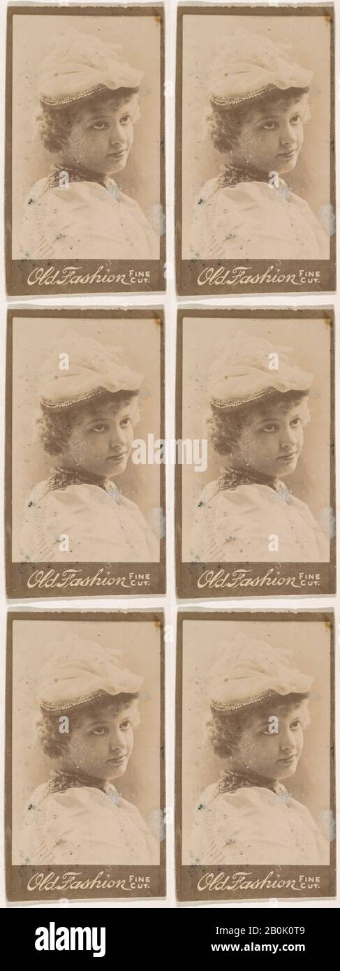 Schauspielerin mit kurzer Haartragekappe, aus der Schauspieler-Serie (N664), die für Old Fashion Fine Cut Tobacco wirbt, 88-90, Alben Photo, Blatt: 3 3/8 Zoll × 2 Zoll (8,5 × 5,1 cm Stockfoto