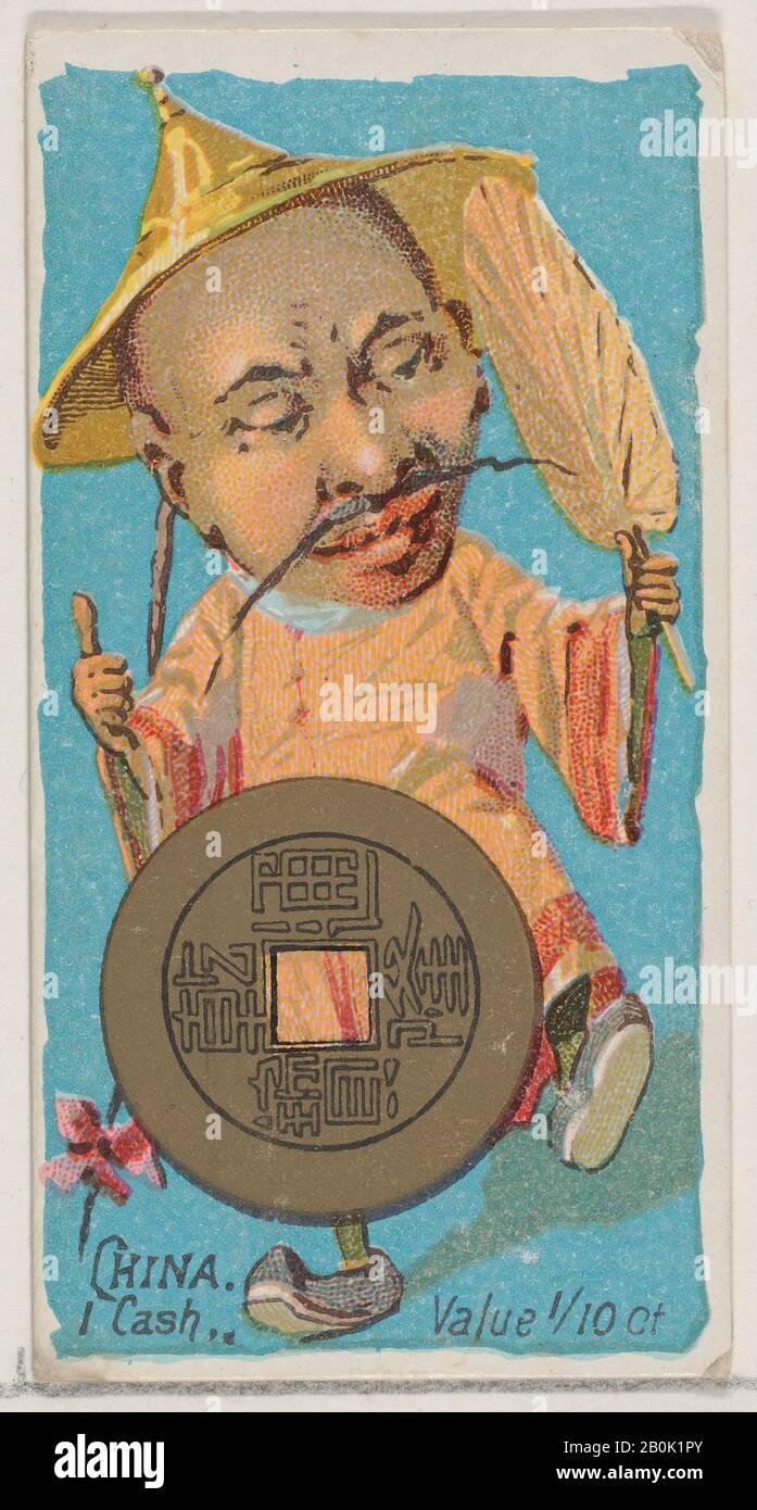 Herausgegeben von W. Duke, Sons & Co., China, 1 Cash, aus der Serie Coins of All Nations (N72, Variation 2) für Zigaretten der Marke Duke, 1889, Commercial Color lithograph, Blatt: 2 3/4 x 1 1/2 in. (7 x 3,8 cm Stockfoto