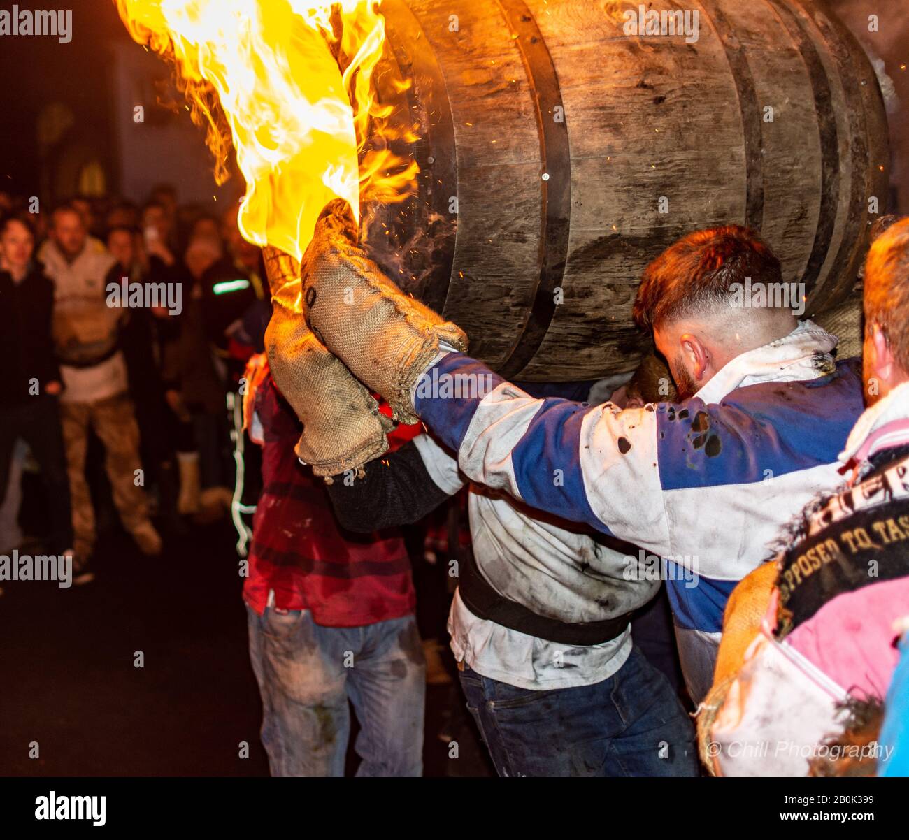 Ottery St Mary Tar Barrels Stockfoto