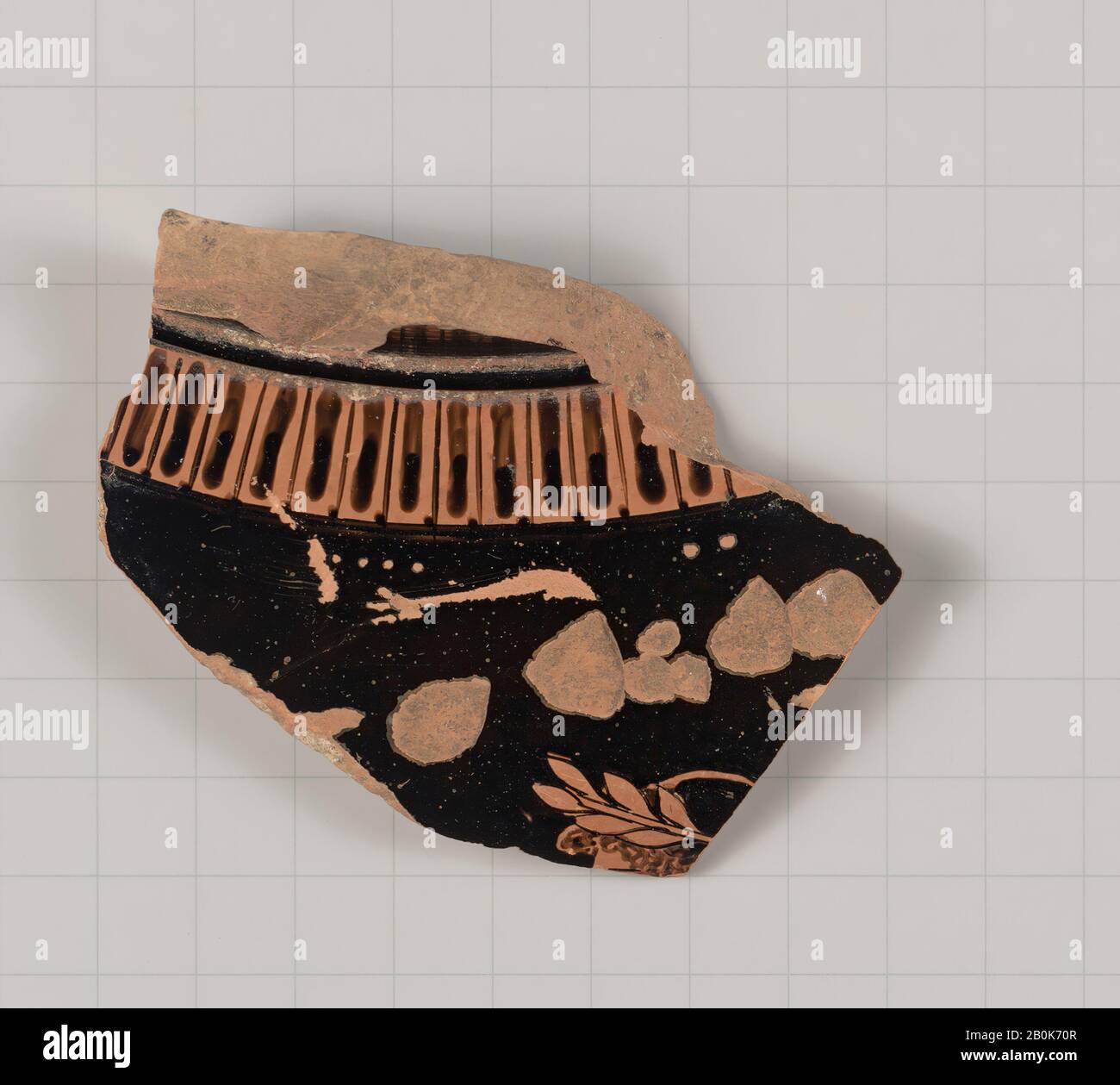 Terrakotta-Fragment eines Stamnos (jar), Griechisch, Attisch, Klassik, Datum 470-460 v. Chr., Griechisch, Attisch, Terrakotta; rotfigurige Vasen Stockfoto
