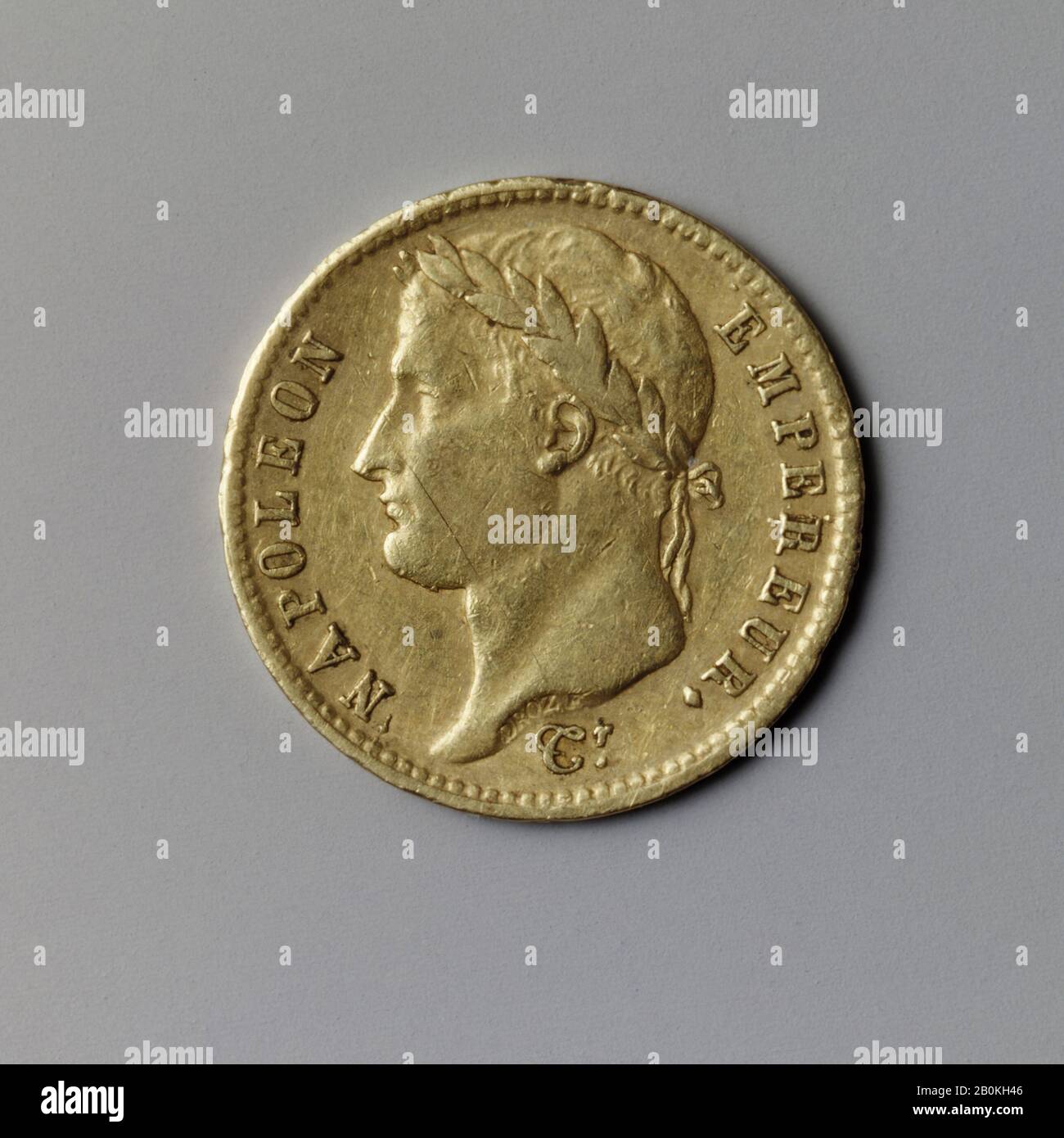 Medailleur: Jean-Pierre Droz, 20-Franken-Stück, Napoleon I., Französisch, Medailleur: Jean-Pierre Droz (Französisch, La Chaux-de-Fonds, Neuchâtel 1746-1823 Paris), 1811, Französisch, Gold, Durchmesser: 3/4 Zoll (19 mm.), Münzen Stockfoto