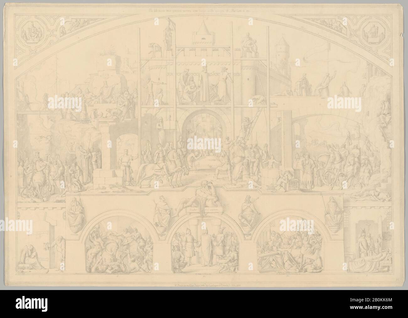 Carl Heinrich Hermann, Geschichte Deutschlands, Carl Heinrich Hermann (Deutsch, Dresden 1802-1880 Berlin), 1820-50, Stift und schwarze Tinte, jeweils 20 1/2 × 29 1/8 Zoll. (52 × 74 cm), Zeichnungen Stockfoto
