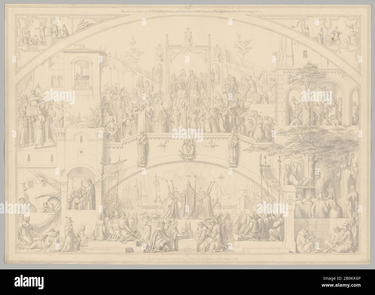 Carl Heinrich Hermann, Geschichte Deutschlands, Carl Heinrich Hermann (Deutsch, Dresden 1802-1880 Berlin), 1820-50, Stift und schwarze Tinte, jeweils 20 1/2 × 29 1/8 Zoll. (52 × 74 cm), Zeichnungen Stockfoto
