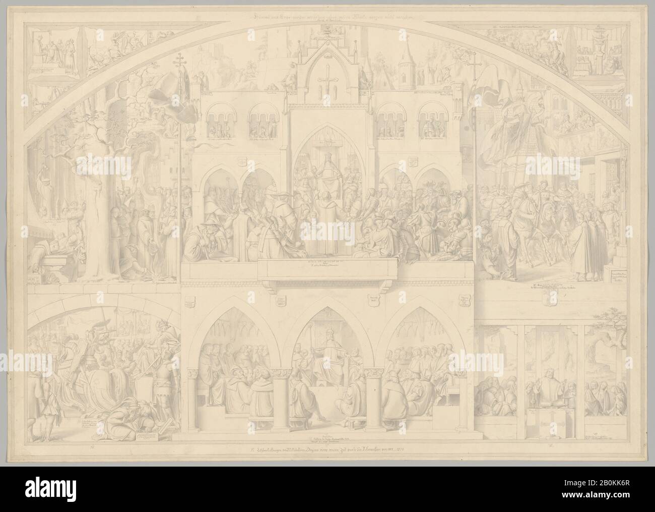 Carl Heinrich Hermann, Geschichte Deutschlands, Carl Heinrich Hermann (Deutsch, Dresden 1802-1880 Berlin), 1820-50, Stift und schwarze Tinte, jeweils 20 1/2 × 29 1/8 Zoll. (52 × 74 cm), Zeichnungen Stockfoto