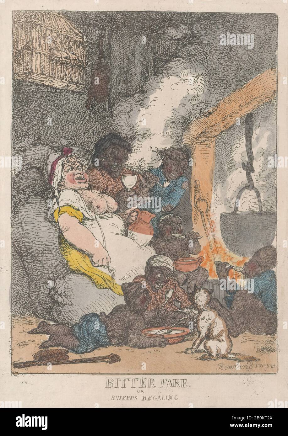 Thomas Rowlandson, Bitter Fare or Sweeps Regaling, Thomas Rowlandson (Britisch, London 1757-187 London), 1812, Handfarbige Radierung, Blatt: 13 3/16 × 9 5/16 in. (33,5 × 23,7 cm), Ausdrucke Stockfoto