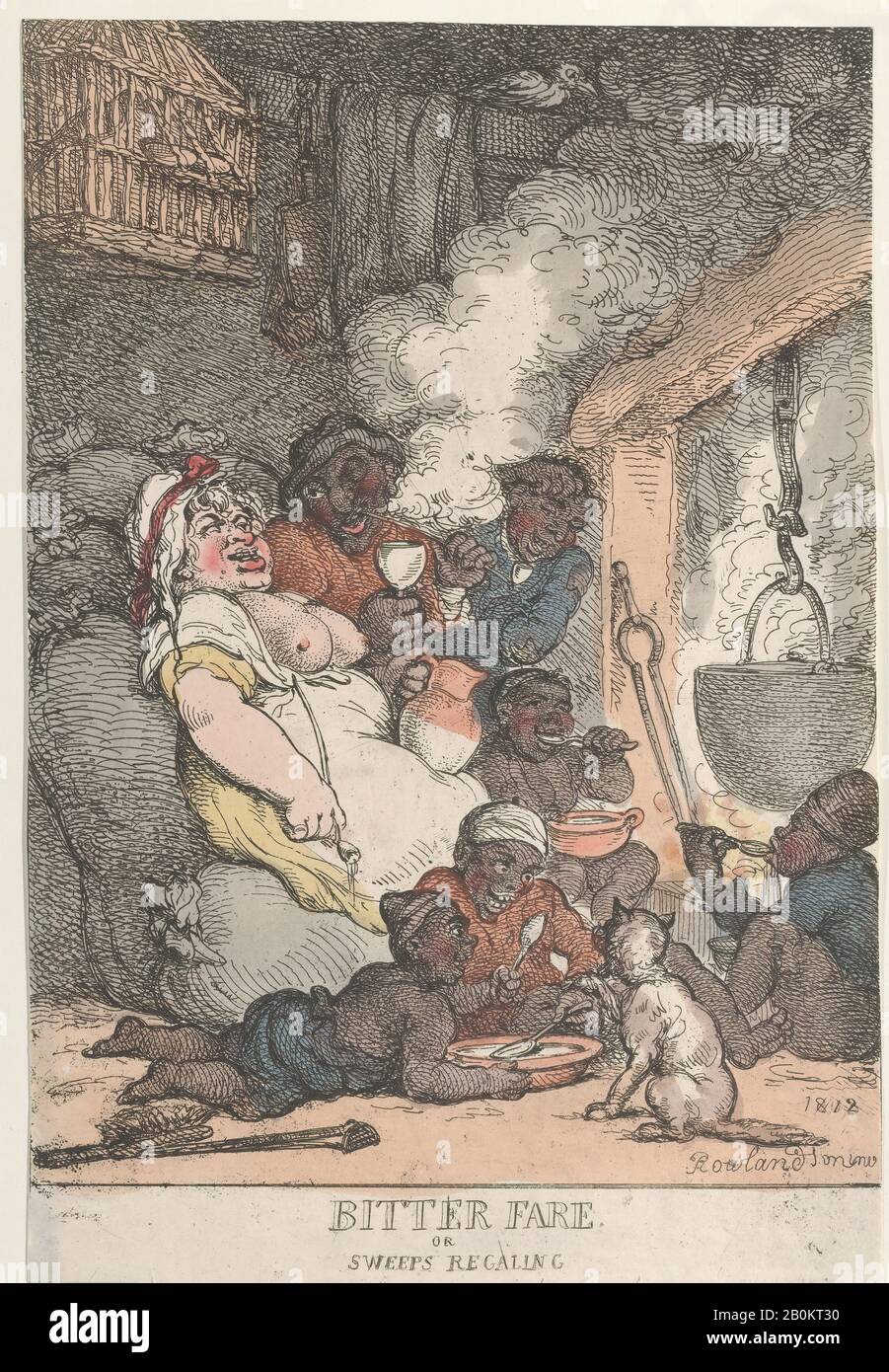 Thomas Rowlandson, Bitter Fare or Sweeps Regaling, Thomas Rowlandson (Britisch, London 1757-187 London), 1812, Handfarbige Radierung, Blatt: 12 15/16 × 8 11/16 in. (32,8 × 22 cm), Ausdrucke Stockfoto