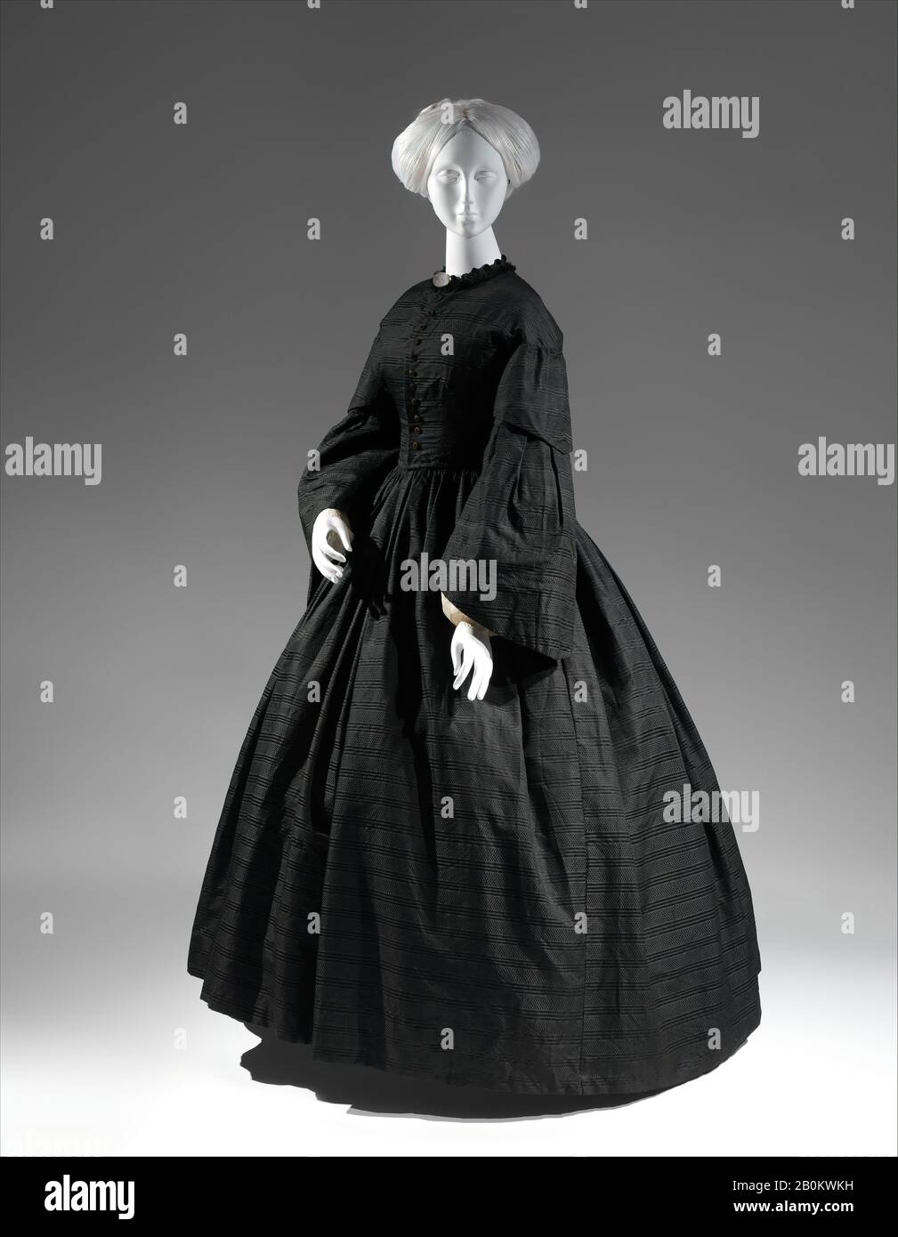 Trauerkleid, amerikanisch, 1850-55, amerikanisch, Seide Stockfoto