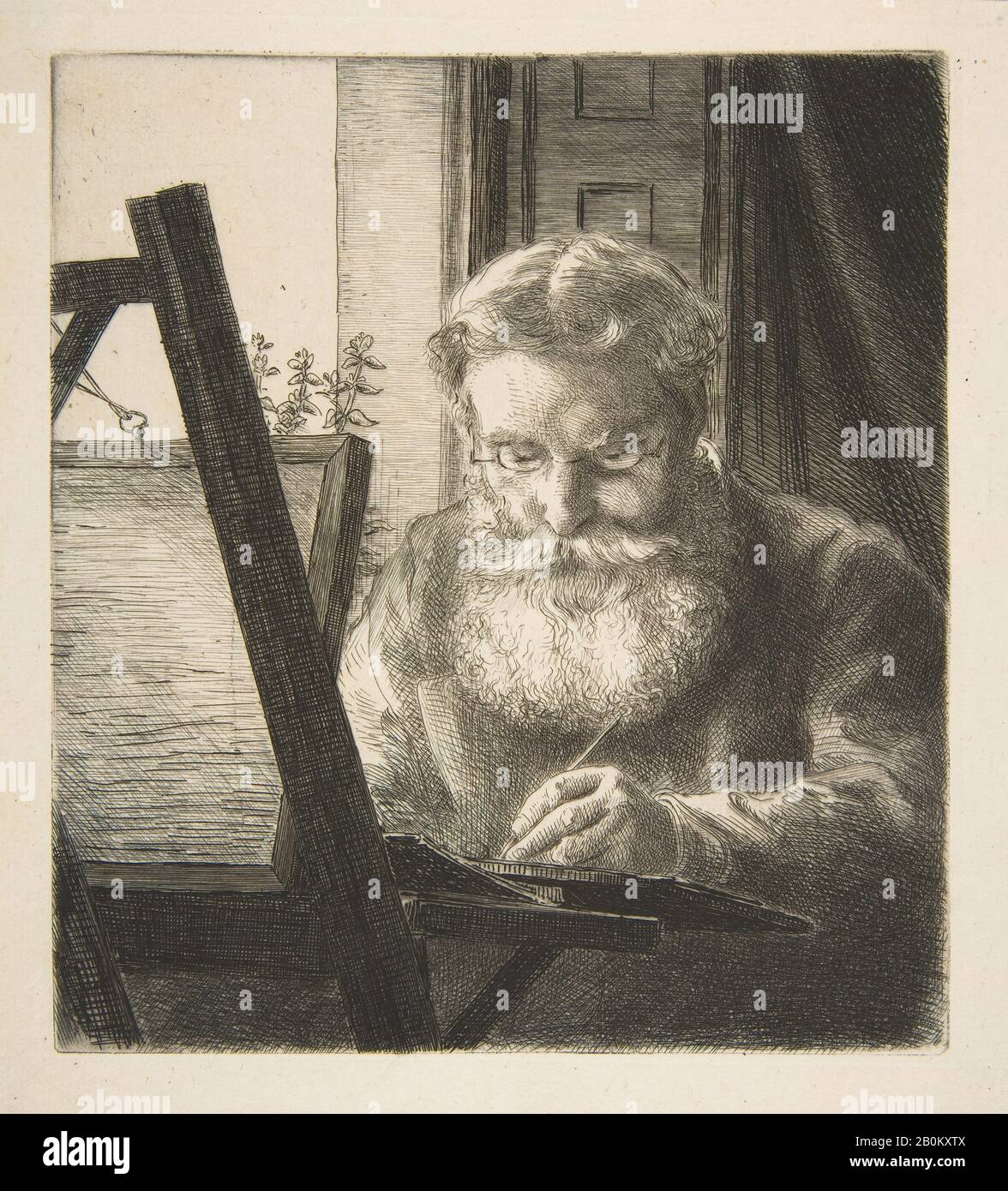 Félix Bracquemond, Porträt von Edwin Edwards, Félix Bracquemond (Französisch, Paris, 163-1914 Sèvres), Edwin Edwards (Britisch, Framlingham, Sussex 1823-1879 London), 1872, Radierung; sechster Bundesstaat von sieben, Blatt: 9 3/8 × 7 3/16 Zoll. (23,8 × 18,2 cm), Bild: 6 3/8 × 5 3/4 Zoll (16,2 × 14,6 cm), Ausdrucke Stockfoto