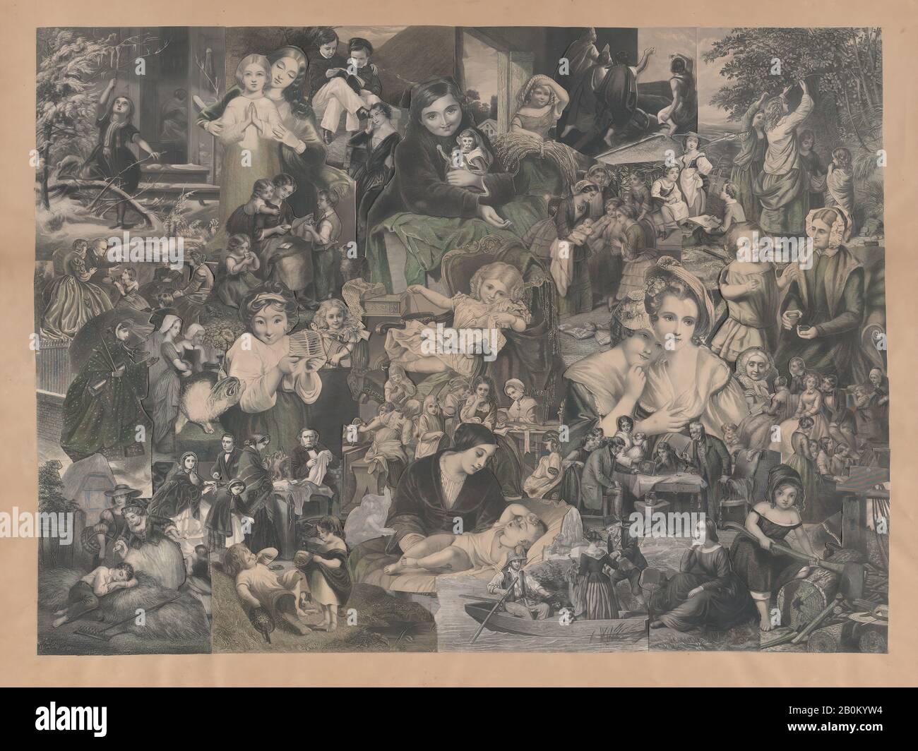 Illman Brothers, Collage of Vignettes Centred on Women, Children, Family and Rural Life, ca. 1864, Stahlstiche, geschnitten und kollatiert, Blatt: 16 7/8 Zoll × 23 Zoll (42,8 × 58,4 cm Stockfoto
