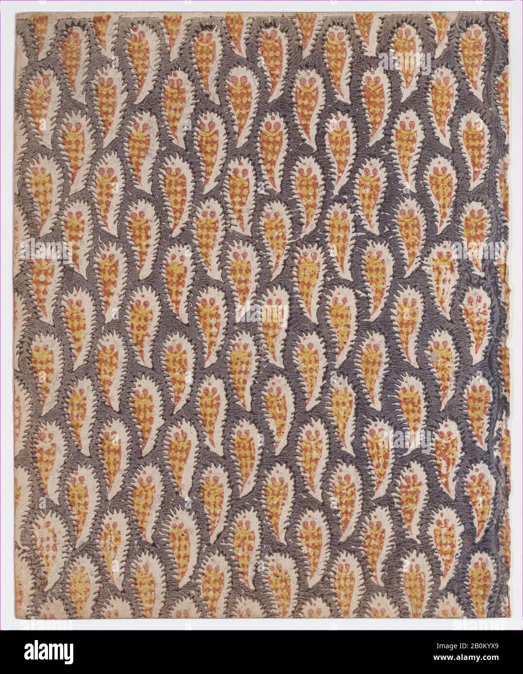 Anonym, Blatt mit allgemeinem Paisley-Muster, Anonymous, 19. Jahrhundert, 19. Jahrhundert, Reliefdruck (Holz oder Metall), Blatt: 10 3/16 × 8 1/4 Zoll. (25,8 × 21 cm), Ausdrucke Stockfoto