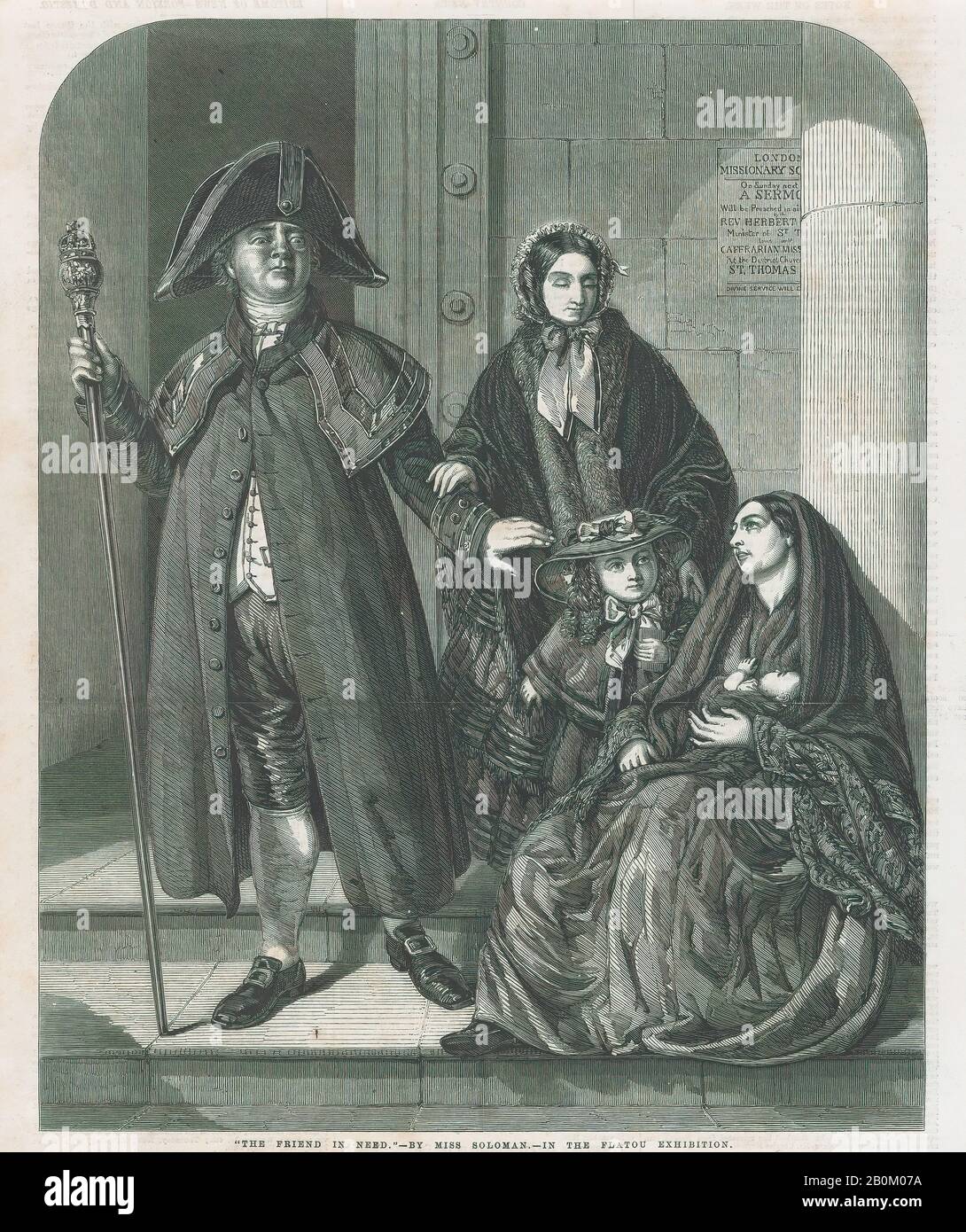 Nach Rebecca Solomon, Der in Not geratende Freund von "Illustrated London News", Nach Rebecca Solomon (British, London, 182-3,6 London), 23. April 1859, Holzgravur, Blatt: 12 1/8 × 10 3/8 Zoll. (30,8 × 26,3 cm), Ausdrucke Stockfoto