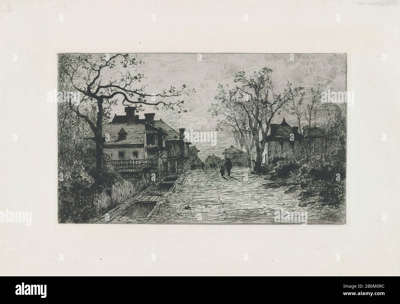 Adolphe Appian, Dorfstraße in Artemare (Ain), Adolphe Appian (Französisch, Lyon von 18-1898 Lyon), 1871, Radierung; dritter Zustand von vier, Platte: 9 7/16 × 15 9/16 in. (24 × 39,5 cm), Blatt: 12 7/8 × 18 1/4 Zoll (32,7 × 46,3 cm), Ausdrucke Stockfoto