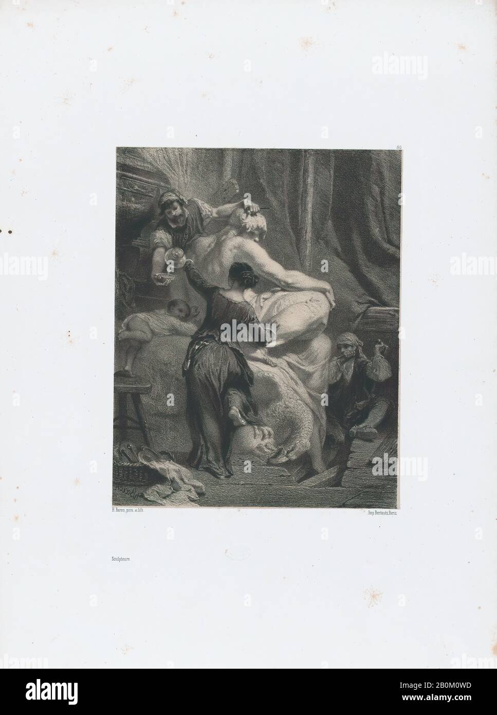 Henri-Charles-Antoine Baron, Sculptors, Les Artistes Anciens et Modernes, Henri-Charles-Antoine Baron (französisch, Besançon 163-1885 Genf), 1853-3, Lithograph, Blatt: 17 9/16 × 12 3/8 in. (44,6 × 31,5 cm), Bild: 8 9/16 × 6 7/8 Zoll (21,8 × 17,5 cm), Ausdrucke Stockfoto