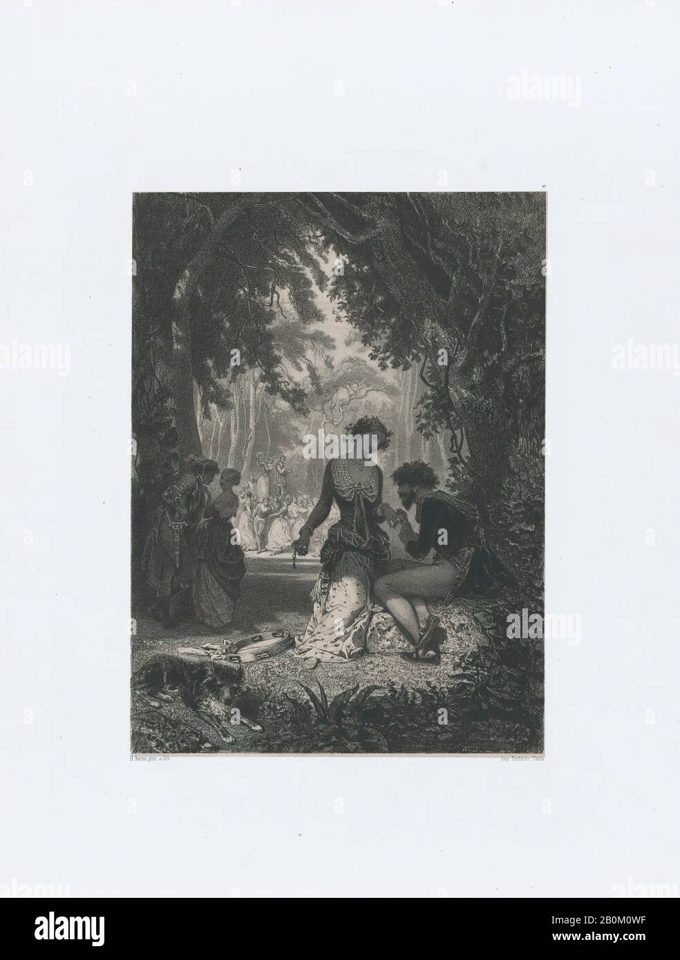 Henri-Charles-Antoine Baron, Love Predigten, Les Artistes Contemporains, Henri-Charles-Antoine Baron (Französisch, Besançon 16-1885 Genf), 1852-3, Lithograph, Blatt: 17 5/8 × 12 5/16 Zoll. (44,8 × 31,3 cm), Bild: 9 9/16 Zoll × 7 Zoll (24,3 × 17,8 cm), Ausdrucke Stockfoto