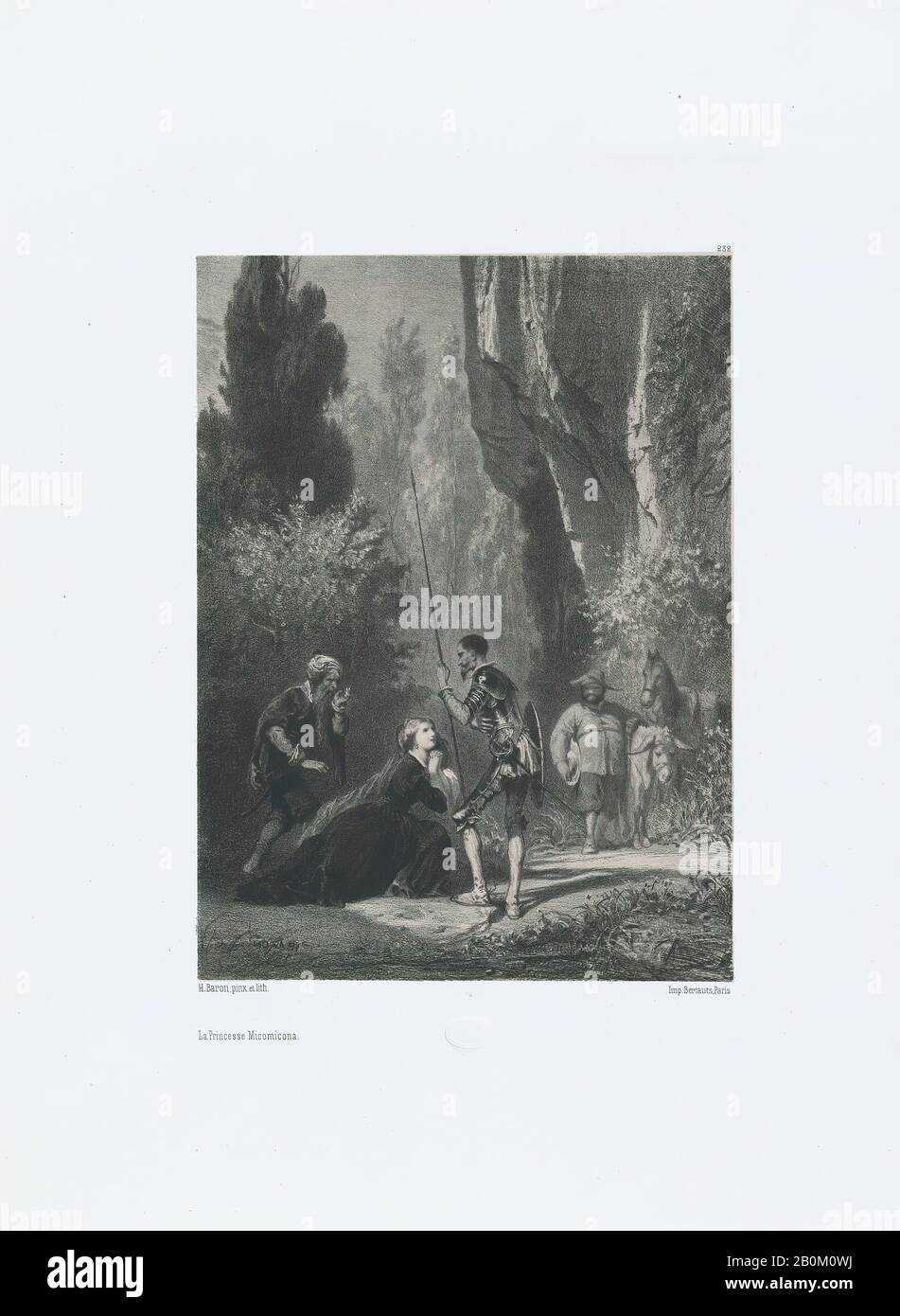 Henri-Charles-Antoine Baron, Die Prinzessin von Micomicona, aus Don Quixote, Les Artistes Anciens et Modernes, Henri-Charles-Antoine Baron (Französisch, Besançon 16-1885 Genf), 1866, Lithograph, Blatt: 17 5/8 × 12 5/16 in. (44,8 × 31,3 cm), Bild: 9 9/16 Zoll × 7 Zoll (24,3 × 17,8 cm), Ausdrucke Stockfoto