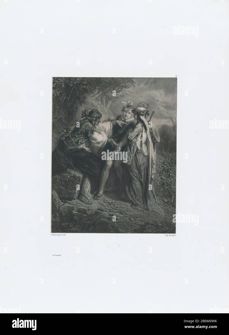 Henri-Charles-Antoine Baron, The Witch, Les Artistes Anciens et Modernes, Henri-Charles-Antoine Baron (Französisch, Besançon 16-1885 Genf), 1850, Lithograph, Blatt: 17 5/8 × 12 5/16 in. (44,8 × 31,3 cm), Bild: 8 1/8 × 6 1/2 Zoll (20,7 × 16,5 cm), Ausdrucke Stockfoto