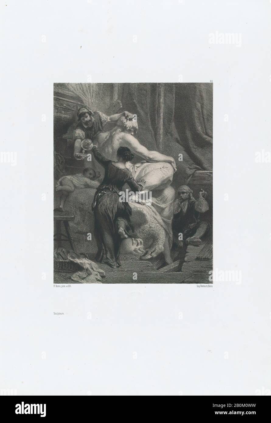 Henri-Charles-Antoine Baron, The Sculptors, Les Artistes Anciens et Modernes, Henri-Charles-Antoine Baron (Französisch, Besançon 16-1885 Genf), Bertauts, 185.3, Lithograph, Blatt: 17 5/8 × 12 5/16 in. (44,7 × 31,3 cm), Bild: 8 9/16 × 6 3/4 Zoll (21,7 × 17,2 cm), Ausdrucke Stockfoto