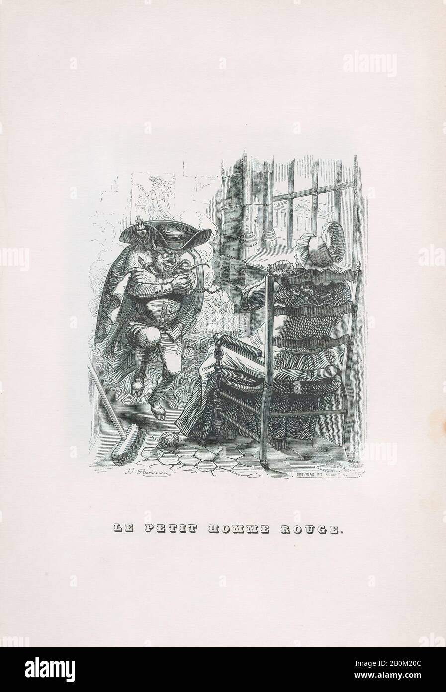 J. J. Grandville, "Der Kleine Rote Mann" aus Den Gesamtwerken von Béranger, Oeuvres complètes de Béranger, J. J. J. Grandville (Französisch, Nancy, Vávres von 160-107219), Louis-Henri Brevière (Französisch, Forges-les-Eaux, 1790-1869 Hyers), César-Augusten (Französisch, aktives 19. Jahrhundert), Pierre Jean de Béranger, Paris (168218), Paris, 16519. 8 5/8 × 5 1/2 Zoll (21,9 × 14 cm), Ausdrucke Stockfoto