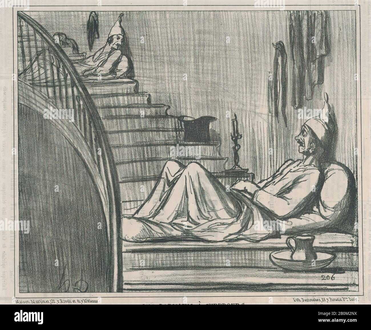 Honoré Daumier, Les Parisiens à Cherbourg, aus Actualités, herausgegeben in Le Charivari, 16. Bis 17. August 1858, Actualités, Honoré Daumier (Französisch, Marseille, 158-1879 Valmondois), 16. Bis 17. August 1858, Lithograph on newsprint; zweiter Bundesstaat von zwei (Delteil), Blatt: 8. 3/4 ×. (24,8 × 33,9 cm), Bild: 8 3/8 × 10 1/16 Zoll (21,3 × 25,6 cm), Ausdrucke Stockfoto