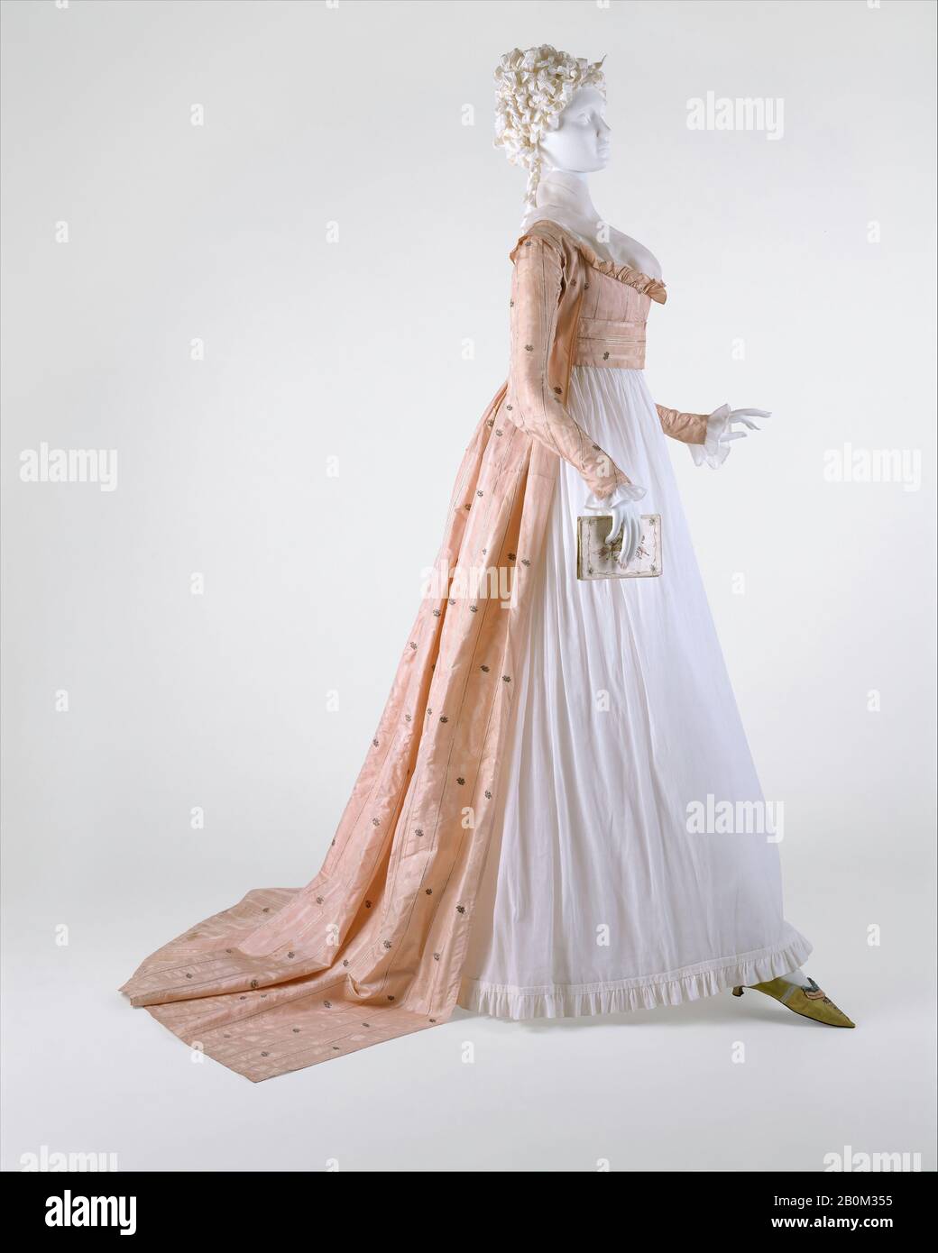 Kleid, amerikanisch, 1790er Jahre, amerikanisch, Seide Stockfoto