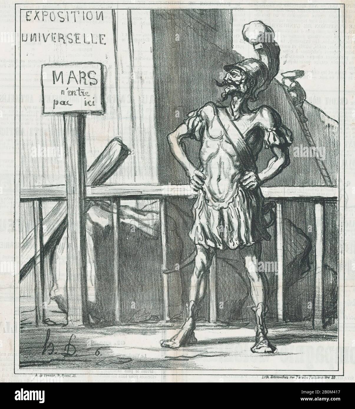 Honoré Daumier, Bah! Ich werde eine große Tour machen!, von "News of the Day", veröffentlicht in Le Charivari, 14. Februar 1867, "News of the Day" (Actualités), Honoré Daumier (Französisch, Marseille 1808-1879 Valmondois), 30. März 1867, Lithograph on newsprint; dritter Bundesstaat von drei (Delteil), Bild: 5/16. × 7/16. (23,9 × 21,1 cm), Blatt: 11 7/8 × 11 9/16 Zoll (30,1 × 29,4 cm), Ausdrucke Stockfoto