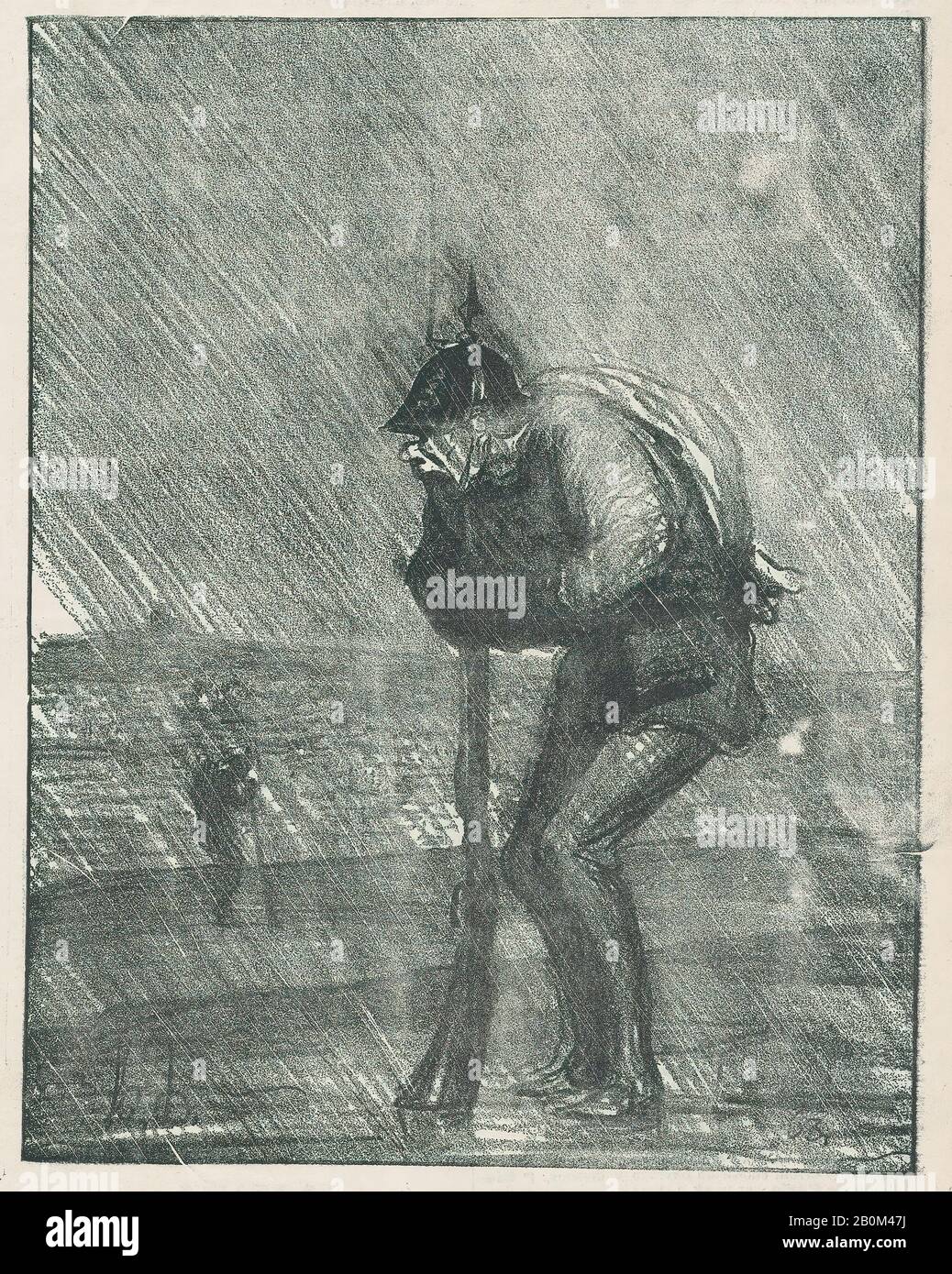 Honoré Daumier, Die Qualen von Tantalus, Wasser eingeschlossen, aus "News of the Day", veröffentlicht in Le Charivari, 23. November 1870, "News of the Day" (Actualités), Honoré Daumier (Französisch, Marseille, 1808-1879 Valmondois), 23. November 1870, Lithograph on newsprint; zweiter Bundesstaat Delteil vom × 8. (22,5 × 17,4 cm), Blatt: 11 7/8 × 8 1/4 Zoll (30,2 × 20,9 cm), Ausdrucke Stockfoto
