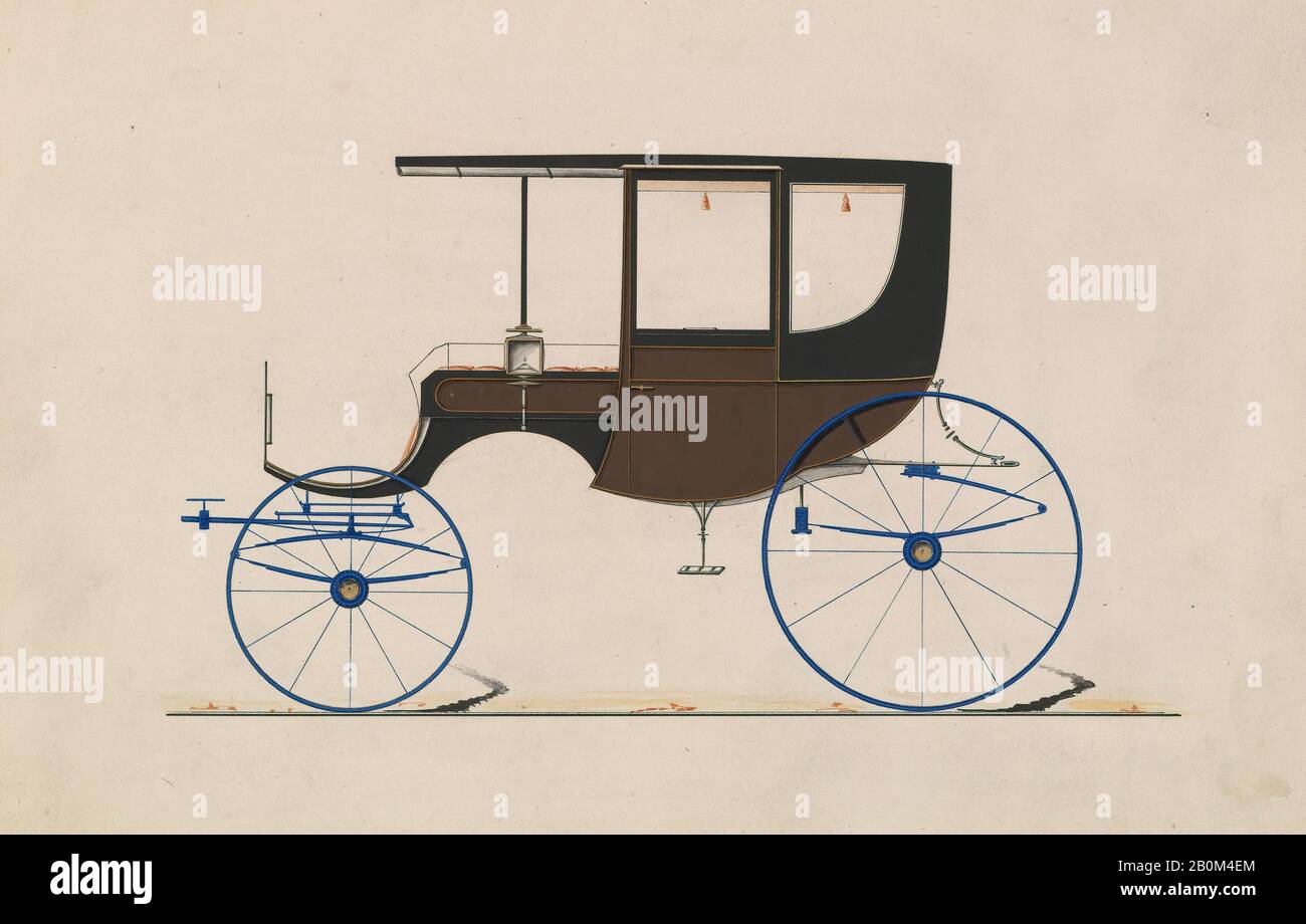 Brewster & Co., Design for Rockaway, nein 486, Brewster & Co. (American, New York), 1850-70, Stift und schwarze Tinte, Aquarell und Gouache mit Gummi arabischer und metallischer Tinte, Blatt: 6 1/4 x 9 3/16 Zoll. (15,9 x 23,3 cm), Zeichnungen Stockfoto