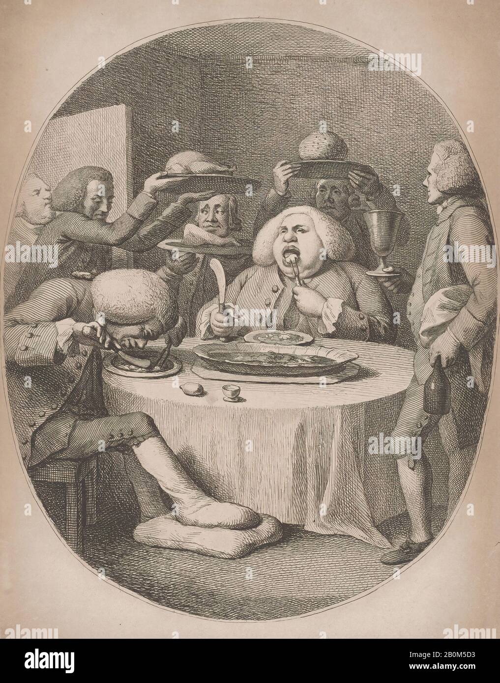 Anonym, Britisch, Ende des 18. Jahrhunderts, Les Gourmands, Anonymous, Britisch, Ende des 18. Jahrhunderts, James Boswell (Britisch, Edinburgh, Schottland 170-95), Samuel Johnson (Britisch, Lichfield, Staffordshire 1709-1709 London), 170-20, Radierung, Blatt (innerhalb der Platte geschnitten): 10 7/8 × 8 3/8 Zoll. (27,6 × 21,2 cm), Ausdrucke Stockfoto