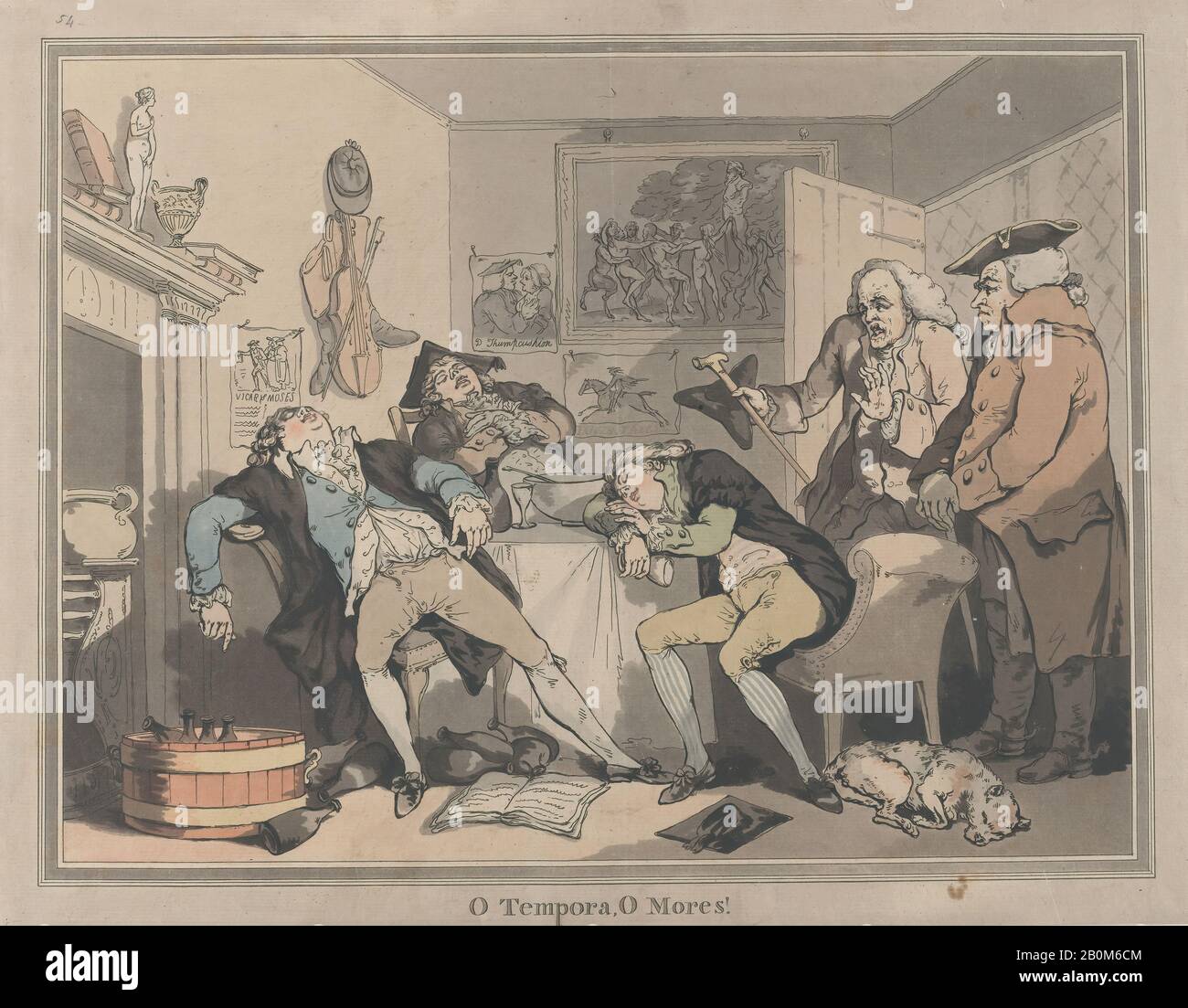 Samuel Alken, O Tempora, O Mores!, Nach Thomas Rowlandson (Britisch, London 1757-187 London), 1799, Handfarbige Radierung und Aquatint, Blatt (getrimmt und eingestellt): 12 3/16 × 15 13 / 16 Zoll (31 × 40,2 cm), Ausdrucke Stockfoto