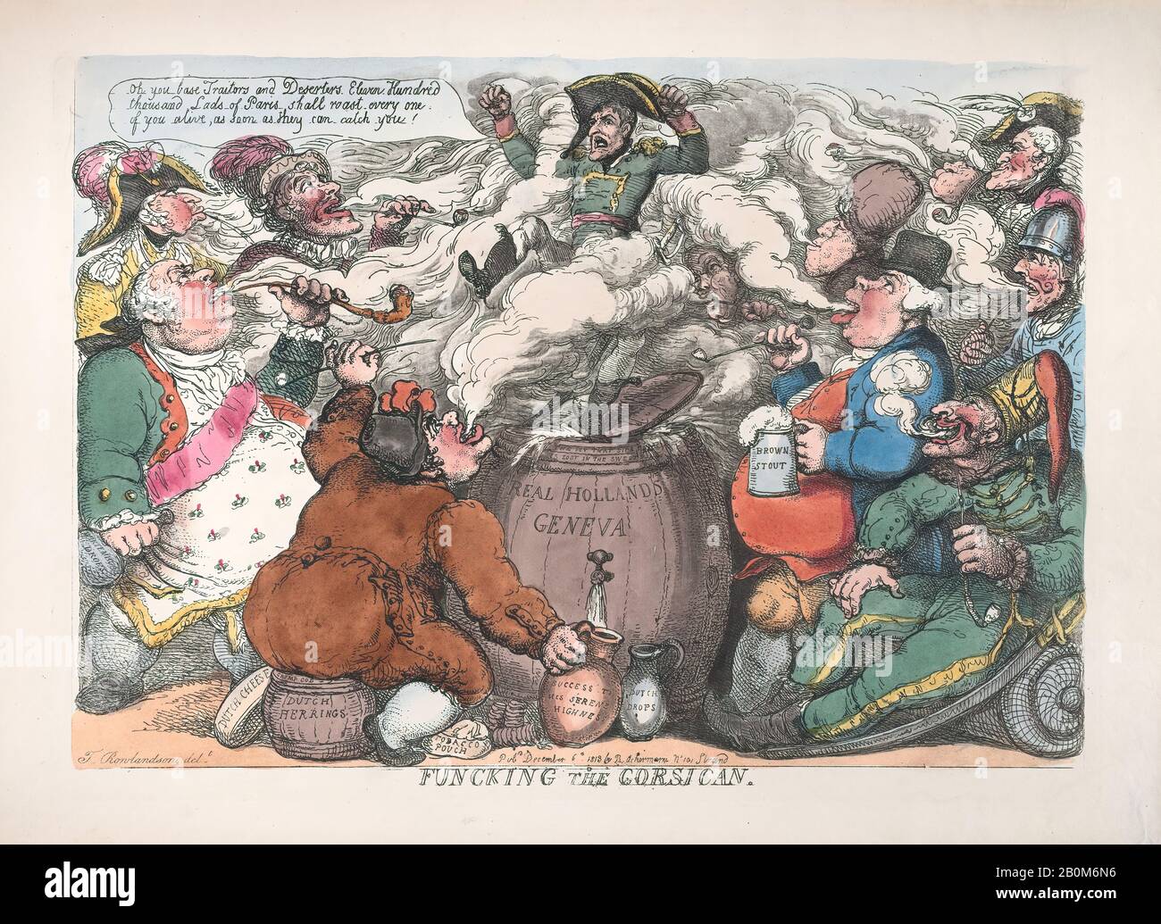 Thomas Rowlandson, Funcking the Corsican, Thomas Rowlandson (Britisch, London 1757-187 London), Napoléon Bonaparte (Französisch, Ajaccio, 1769-181 St. Helena), 6. Dezember, 187, 187, 187, 187, 187, 13-13 × 3/4 in. (24,8 × 35 cm), Blatt: 11 7/16 × 15 11/16 Zoll (29 × 39,9 cm), Ausdrucke Stockfoto