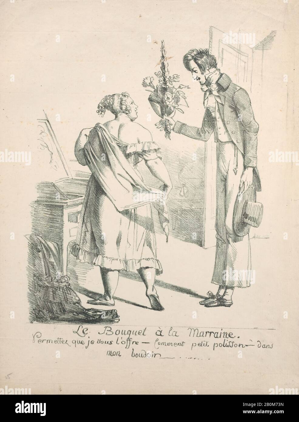 Baron Dominique Vivant Denon, The Godmother's Bouquet, Baron Dominique Vivant Denon (französisch, Givry 1747-1825 Paris), ca. 1800-1825, Lithographisch, Blatt: 14 3/16 × 10 7/16 Zoll (36 × 26,5 cm), Ausdrucke Stockfoto