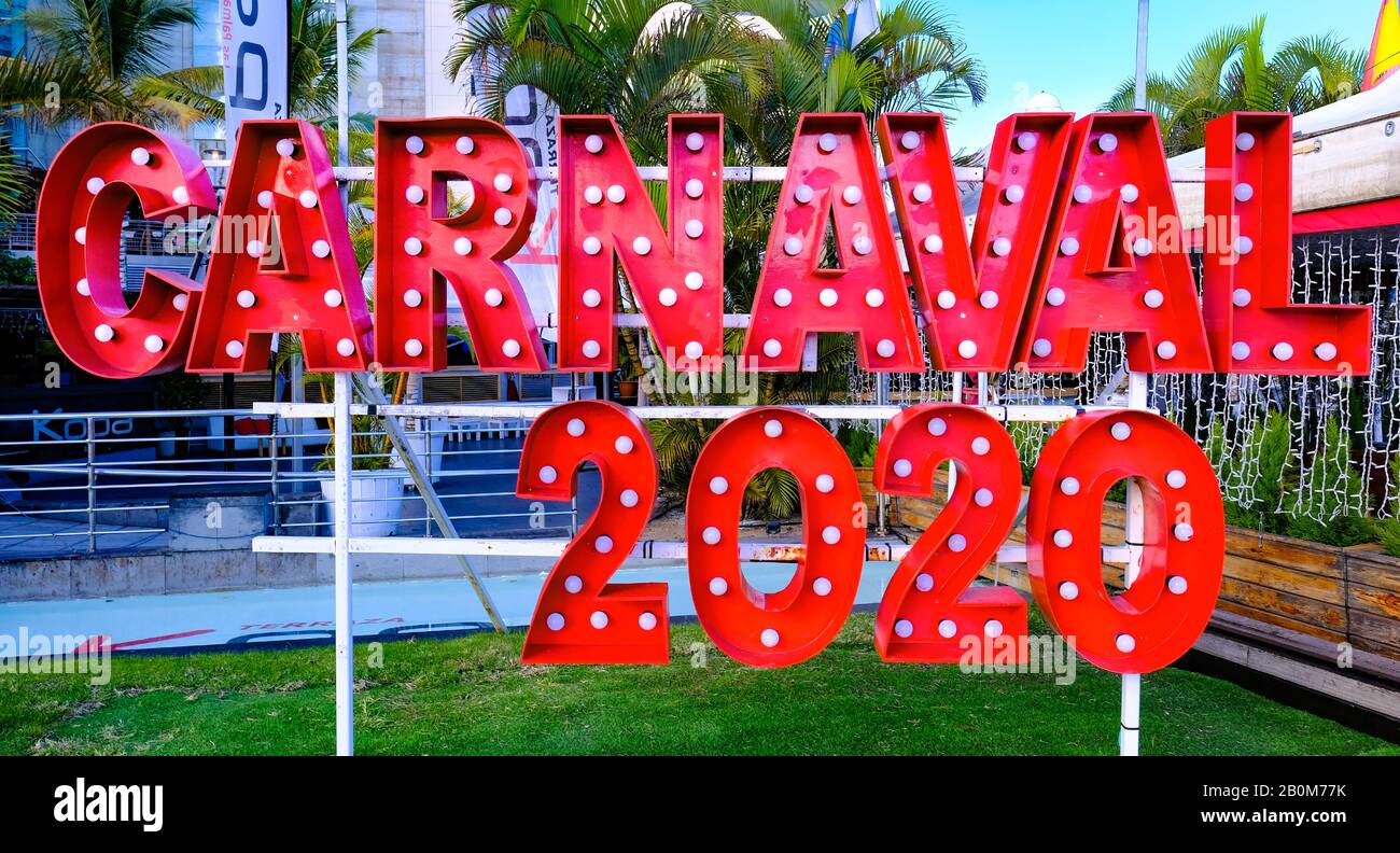 Carnival 2020-Vorstand. Las Palmas Gran Canaria, Spanien Stockfoto