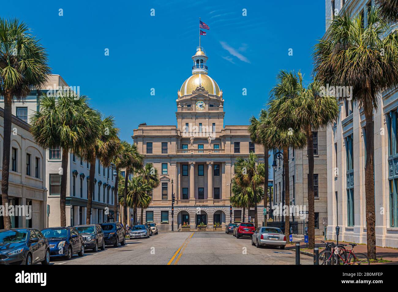 Savannah City Hall In Der Bull Street Stockfoto