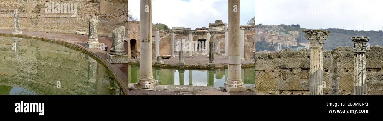Villa Adriana - Hadrians Villa - Tivoli (Theater Marittimo - Peschiera), UNESCO-Weltkulturerbe - Latium, Italien, Europa Stockfoto