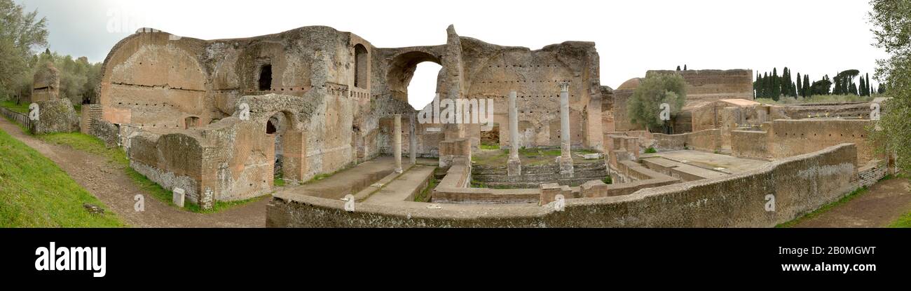 Villa Adriana - Hadrians Villa - Tivoli (Heliocaminusbäder), UNESCO-Weltkulturerbe - Latium, Italien, Europa Stockfoto