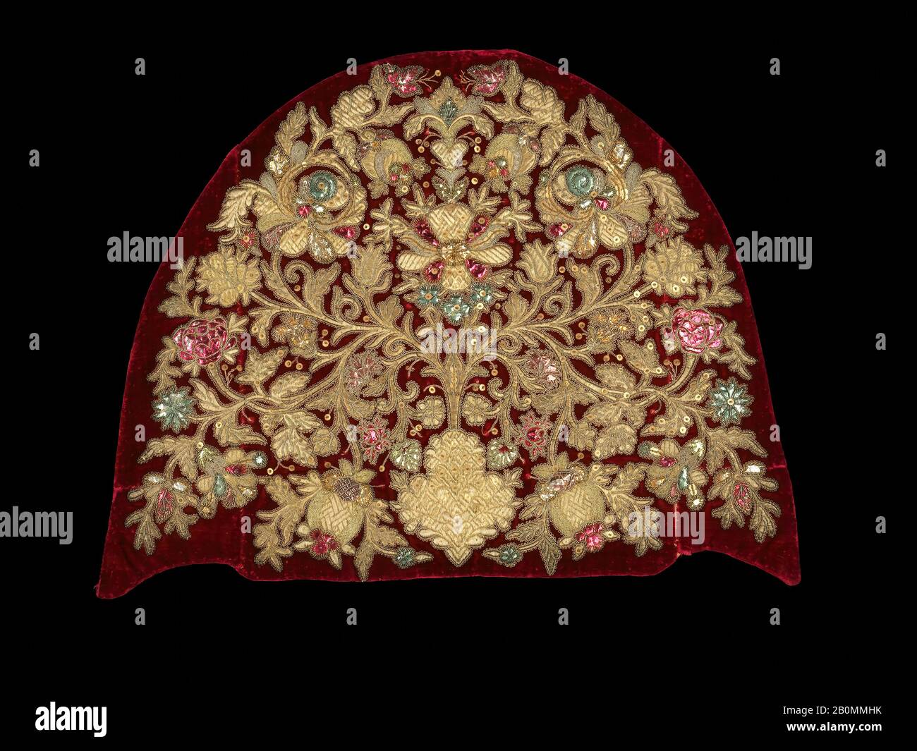 Headdress, Russisch, viertes Viertel des 18. Jahrhunderts, Russisch, Seide, Metall, Leinen Stockfoto