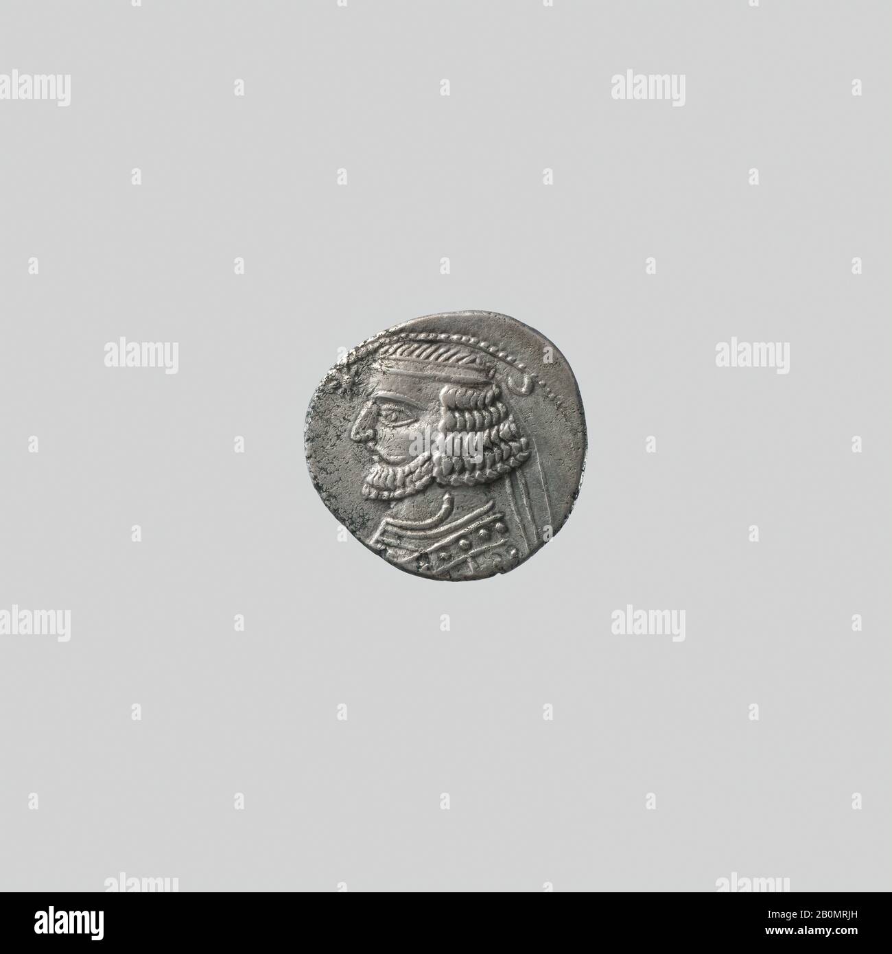 Drachm, Parthian, Parthian, Date ca. 57-38 v. Chr., Iran, parthisch, Silber, Stärke 0,23 cm, Durchmesser 2 cm, Metalwork-Koins-Beschriftet Stockfoto