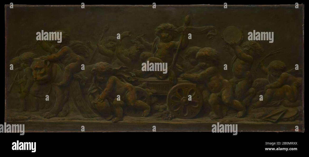 Piat Joseph Sauvage, Der Triumph von Bacchus, Piat Joseph Sauvage (Flämisch, Tournai 1744-186 Tournai), 1780er Jahre, Öl auf Leinwand, 14 x 32 7/8 Zoll. (35,6 x 83,5 cm), Gemälde Stockfoto