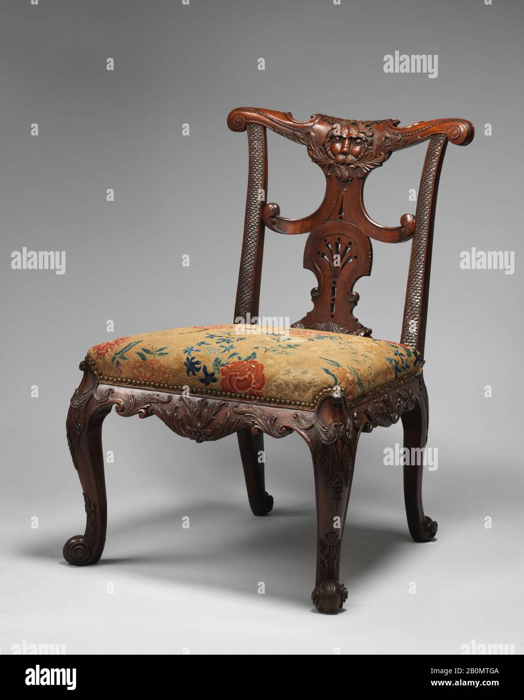 Sidechair (einer von zwei), Britisch, CA. 1735-40, Britisch, Mahogany, Gesamt: 36 × 26 × 25 1/2 Zoll (91,4 × 66 × 64,8 cm), Holzwerk-Furniture Stockfoto