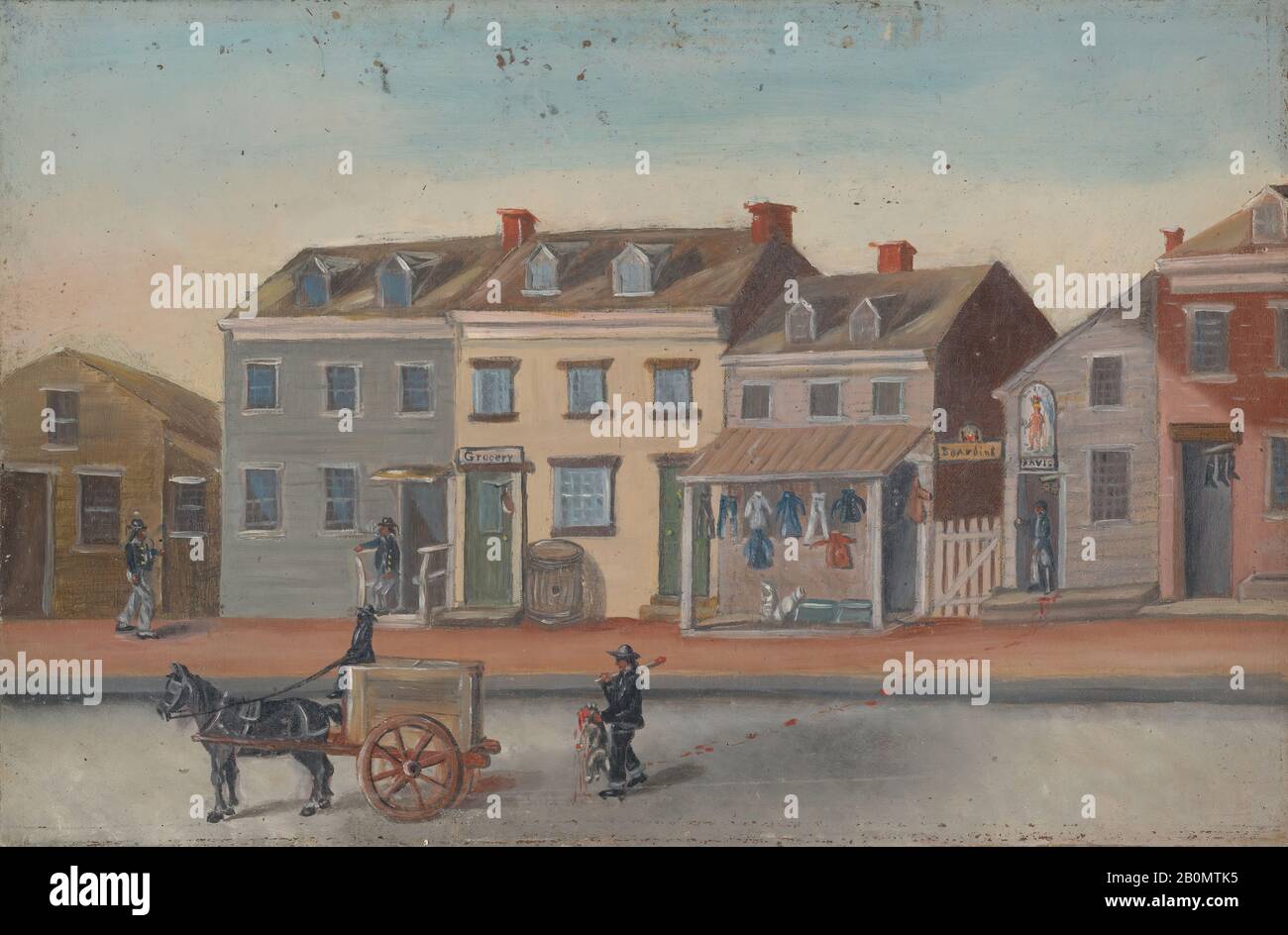 William P. Chappel, The Dog Killer, American, William P. Chappel (amerikanisch, 1801-1878), 1870er Jahre, amerikanisch, Öl auf Schieferpapier, 6 1/8 x 9 1/4 Zoll (15,6 x 23,5 cm), Gemälde Stockfoto