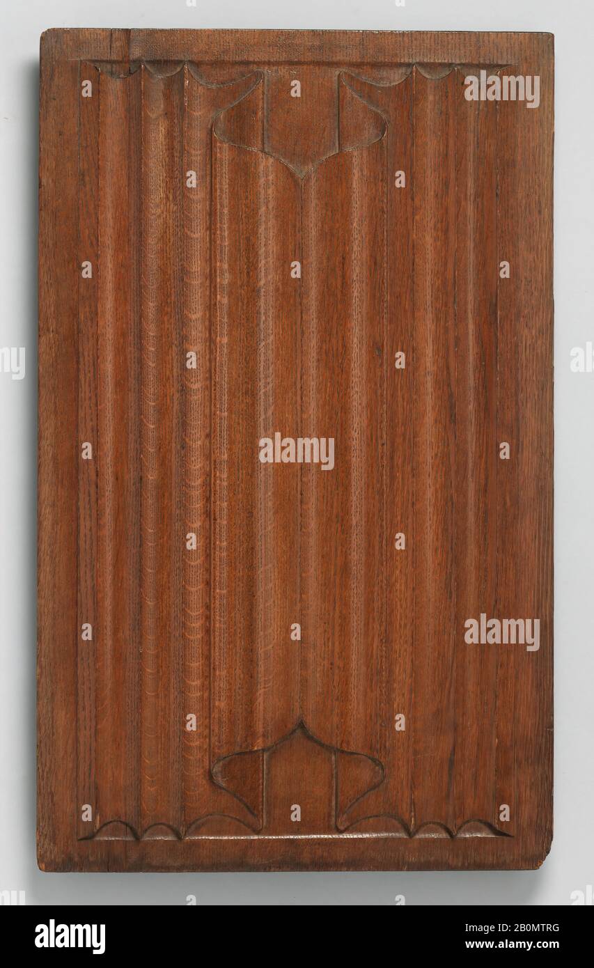 Entworfen von Augustus Welby Northmore Pugin, Panel from the Palace of Westminster, British, CA. Britisch, Eiche, Gesamt: 20 × 12 5/16 × 5/8 in. (50,8 × 31,3 × 1,5 cm), Holzwerk-Architektur Stockfoto