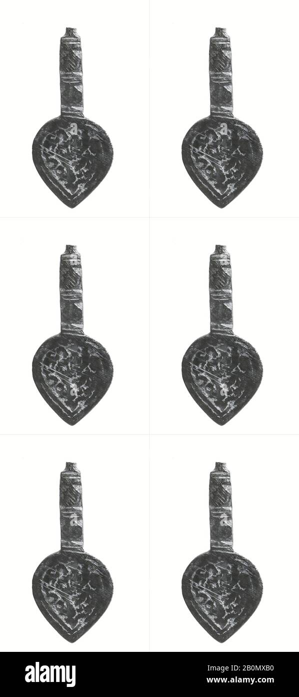 Handle End, Sasanian, Sasanian, Date Ca. A. D., Iran, Qasr-i Abu Nasr, Sasanian, Bronze, 0,75 x 1,87 Zoll (1,91 x 4,75 cm), Metalwork-Implements Stockfoto