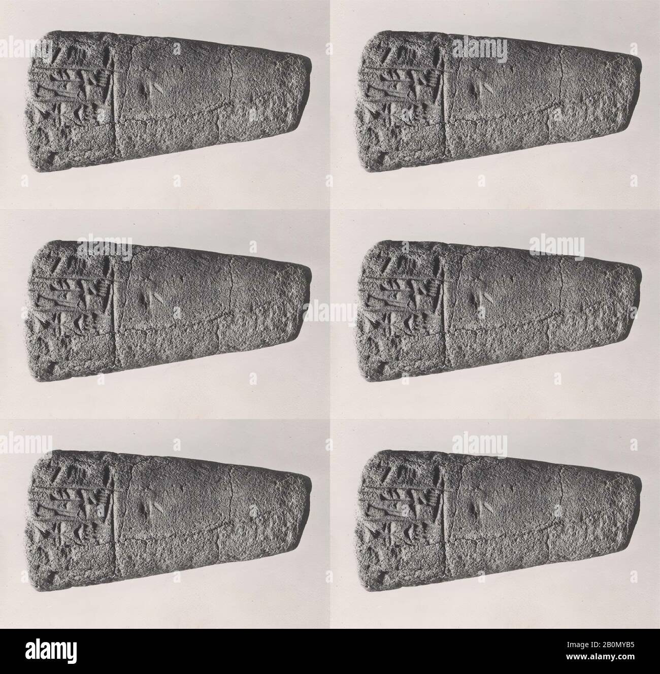 Votivkegel mit Keilschrift von Gudea, Neo-Saumerian, Neo-Saumerian, Date Ca. 2090 v. Chr., Mesopotamien, wahrscheinlich aus Girsu (modern Tello), Neo-Saumerian, Clay, Top: 13,5 cm, Ende: 8,8 cm, Ende: 8,8 cm, 8,6 cm, Gesamt: 8,6 cm, Clay-Tablets-Inscribiert Stockfoto