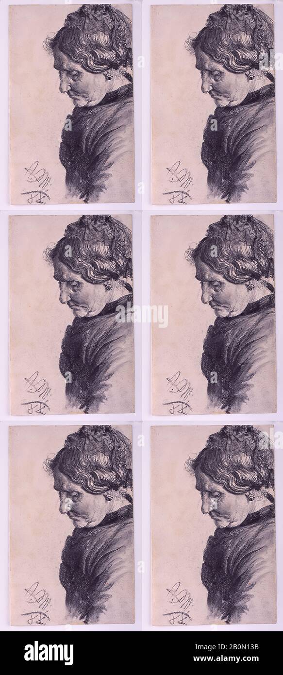 Adolph Menzel, Studium einer Frau, Adolph Menzel (Deutsch, Breslauer 1815-1905 Berlin), 1888-8 x 5 Zoll, Tischlerstift (?) mit einem Stumping auf Papier. (20,3 x 12,7 cm), Zeichnungen Stockfoto