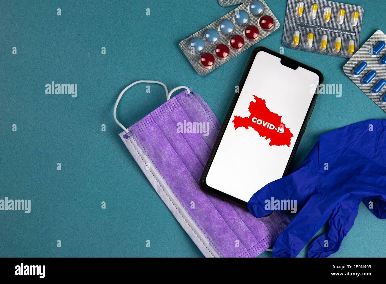 COVID 2019. Corona-Virus bricht aus. Epidemic Virus Respiratory Syndrom. China. Stockfoto