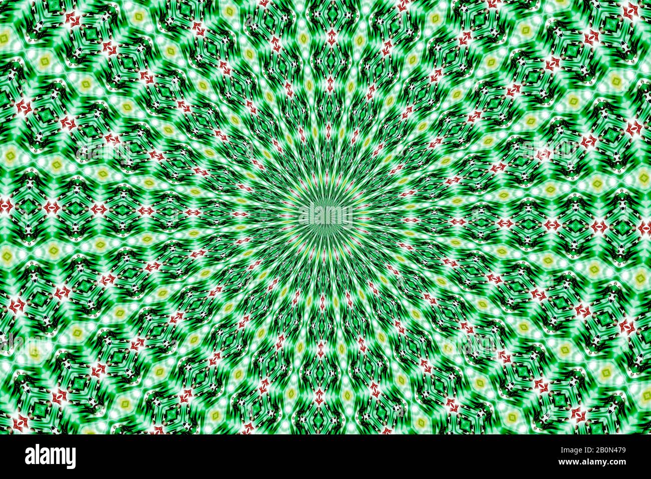 Grünes Kaleidoskop-Hintergrundmuster Stockfoto