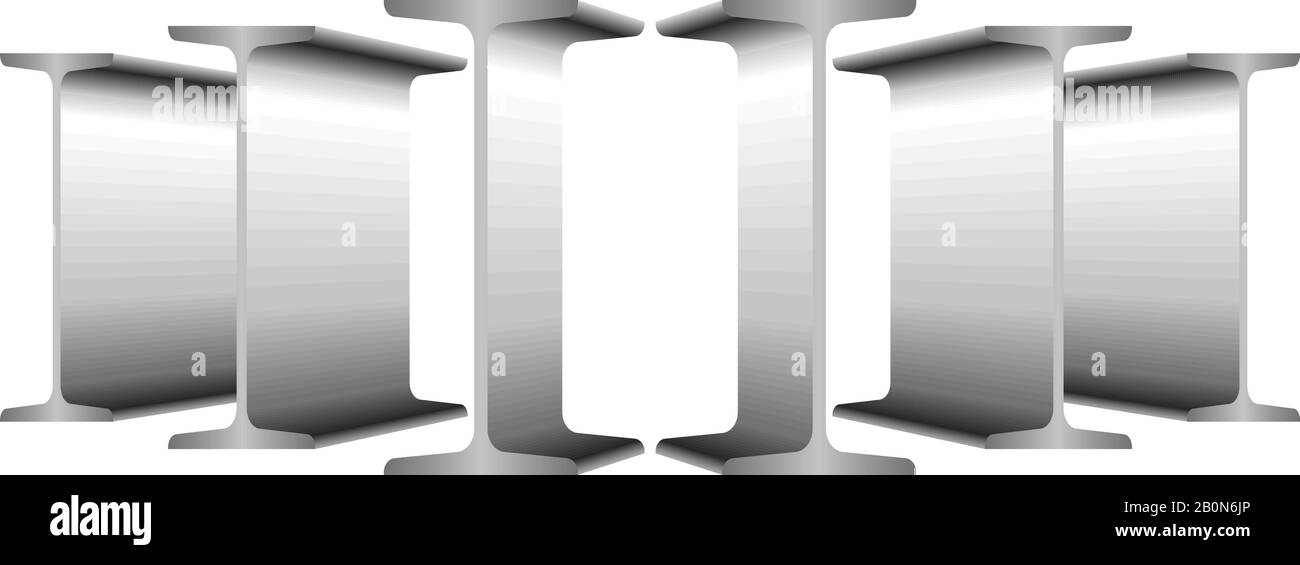 I-Balken aus Stahl, Panorama-Vektor-Abbildung, Für den Bau von Gebäuden. Stock Vektor